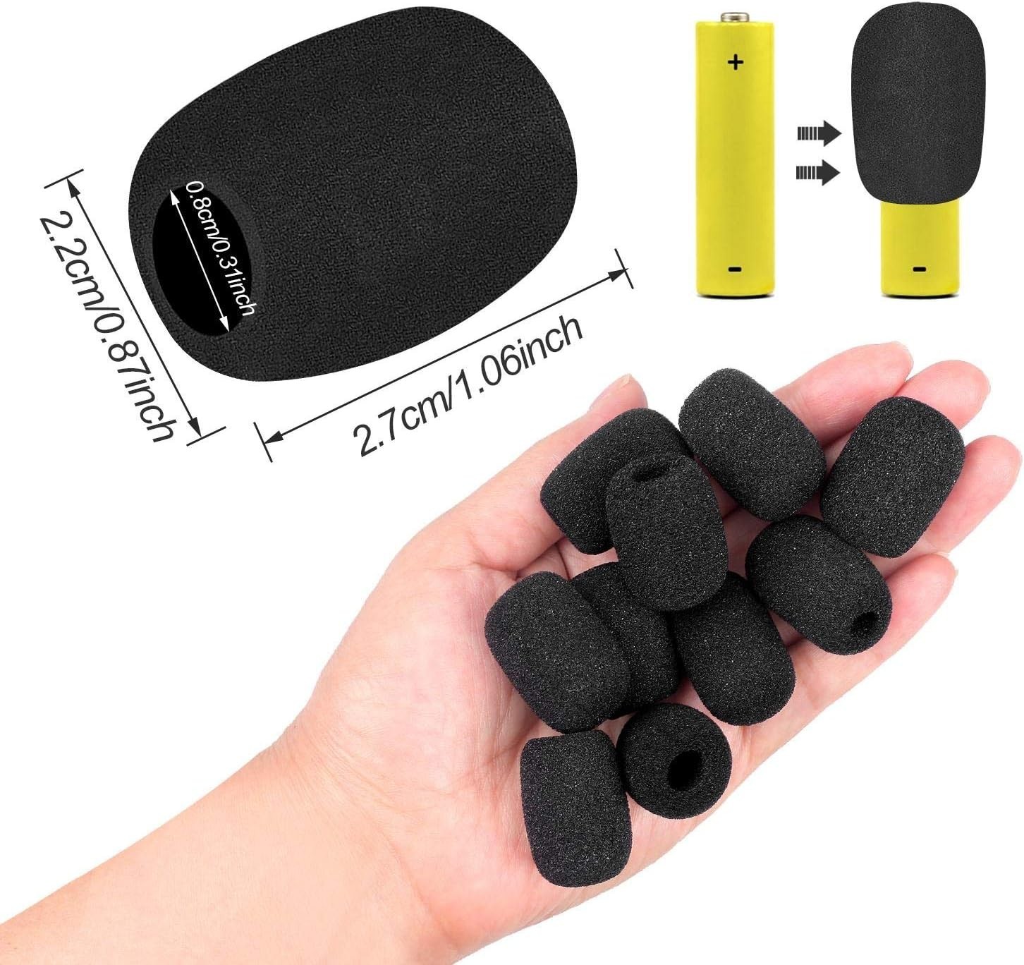 Versatile Headset Windscreen Covers – 10 Pack, Black Foam for All Microphones
