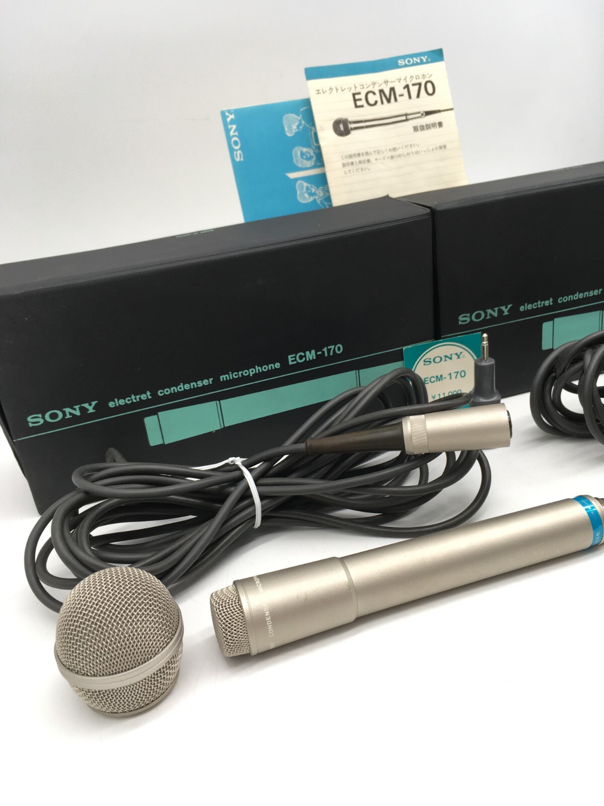 Sony ECM-170 Electret Condenser Microphones Pair Tested w/ Boxes & Manuals