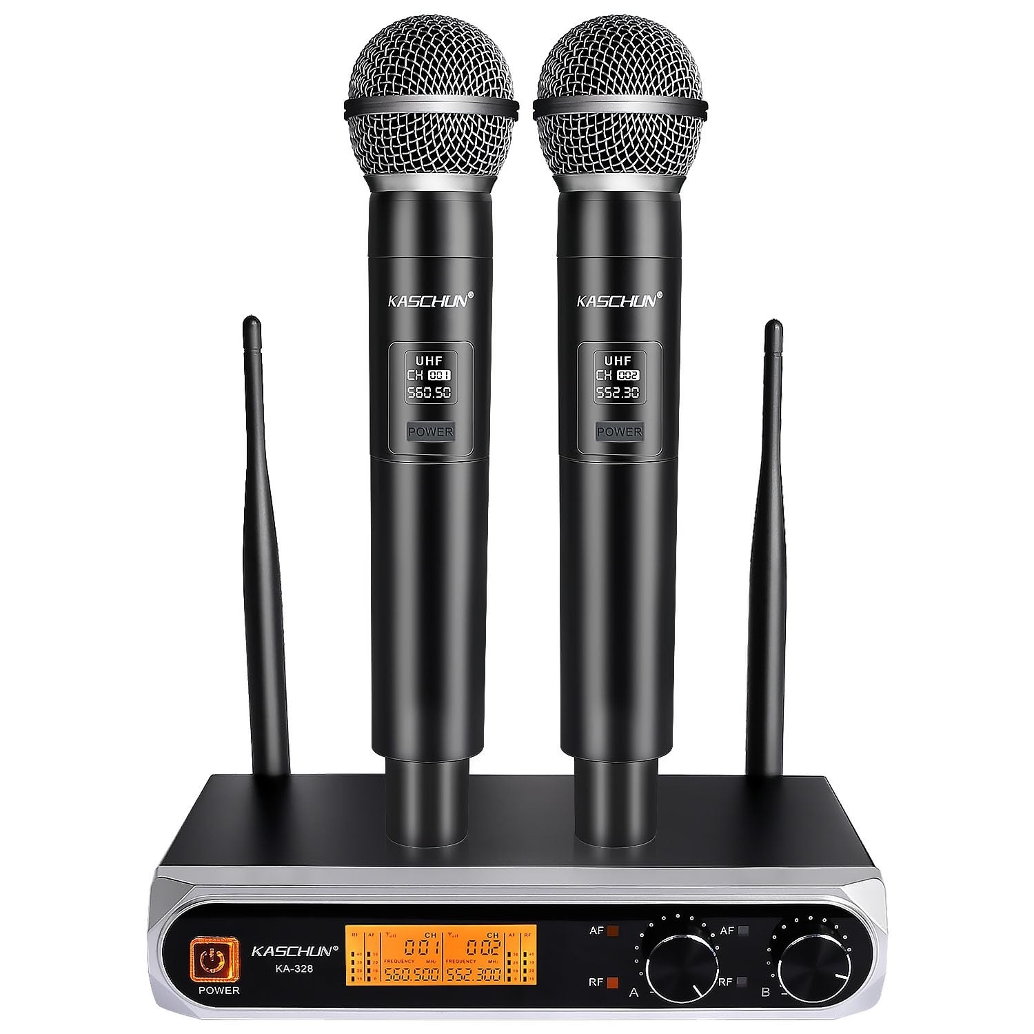 Wireless Microphone System, Fixed Frequency, Dual UHF Handheld Microphones, 2…