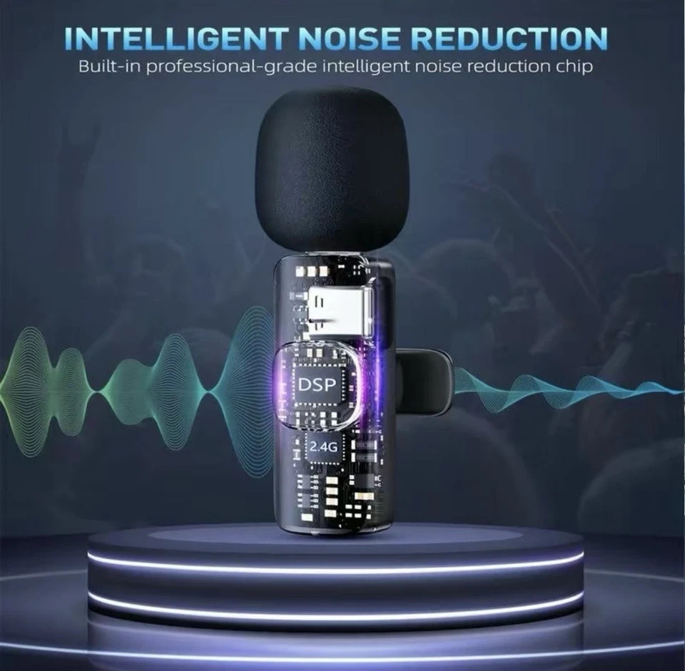 Wireless Microphone For Podcast ASMR TikTok Clip On Mic 2Pack
