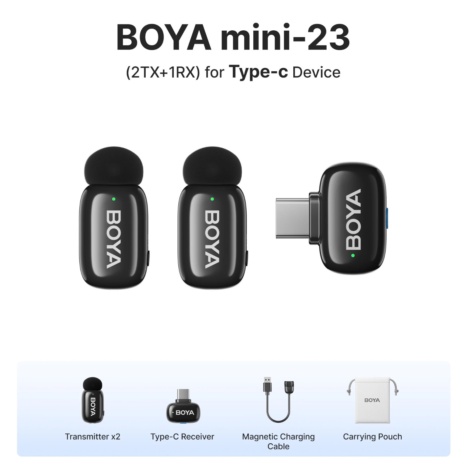 BOYA Mini USB-C Wireless Microphone Noise Cancelling Vlog Live Video