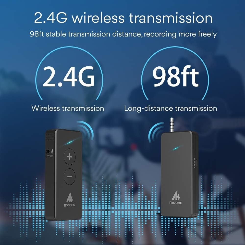 Maono Mini Wireless Microphone System AU-WM800 4 Hour Duration FREE SHIP