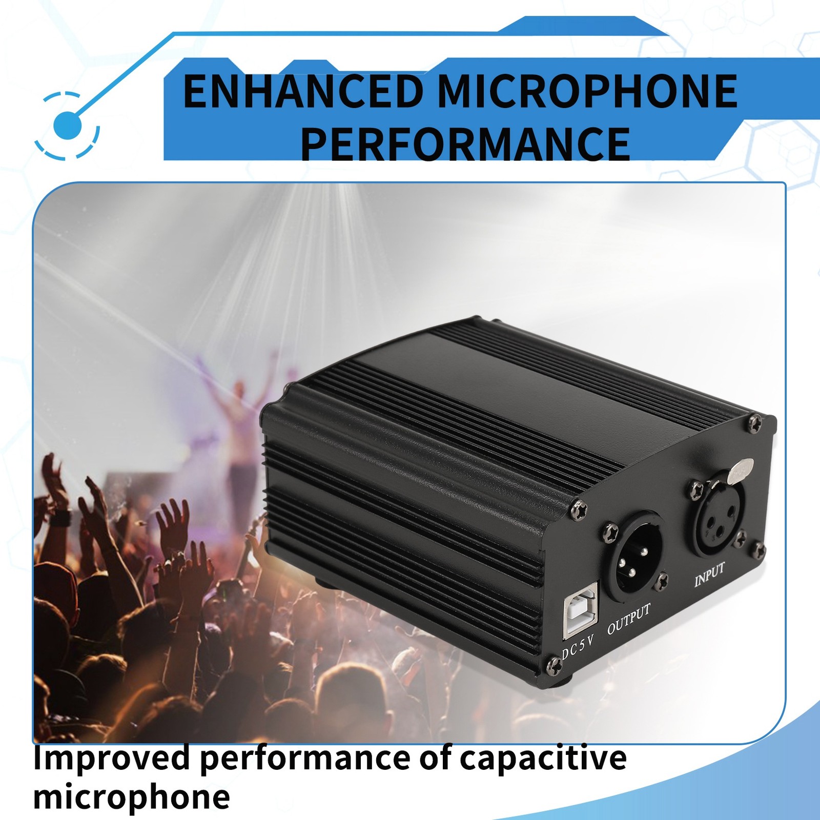 1-Channel 48V Phantom Supply with XLR 3 Pin Microphone Cable for Condenser3218