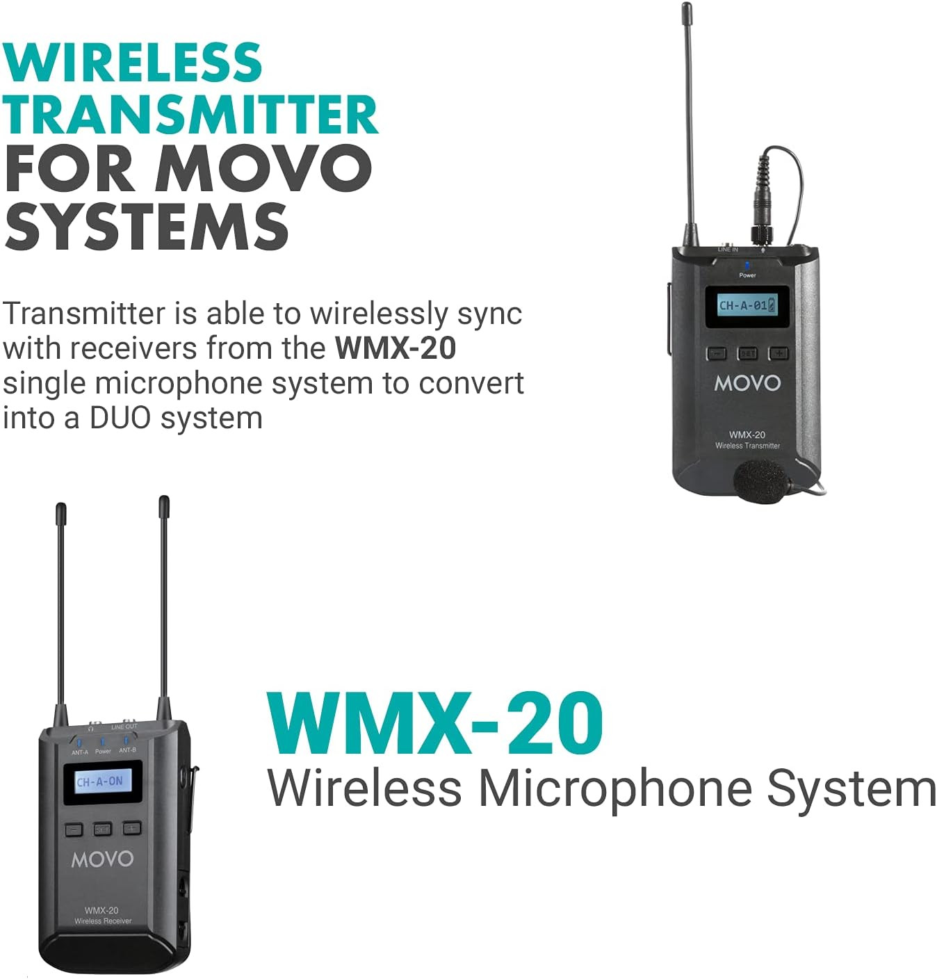 WMX-20-TX Omnidirectional Wireless Lavalier Microphone and Transmitter – Lapel M