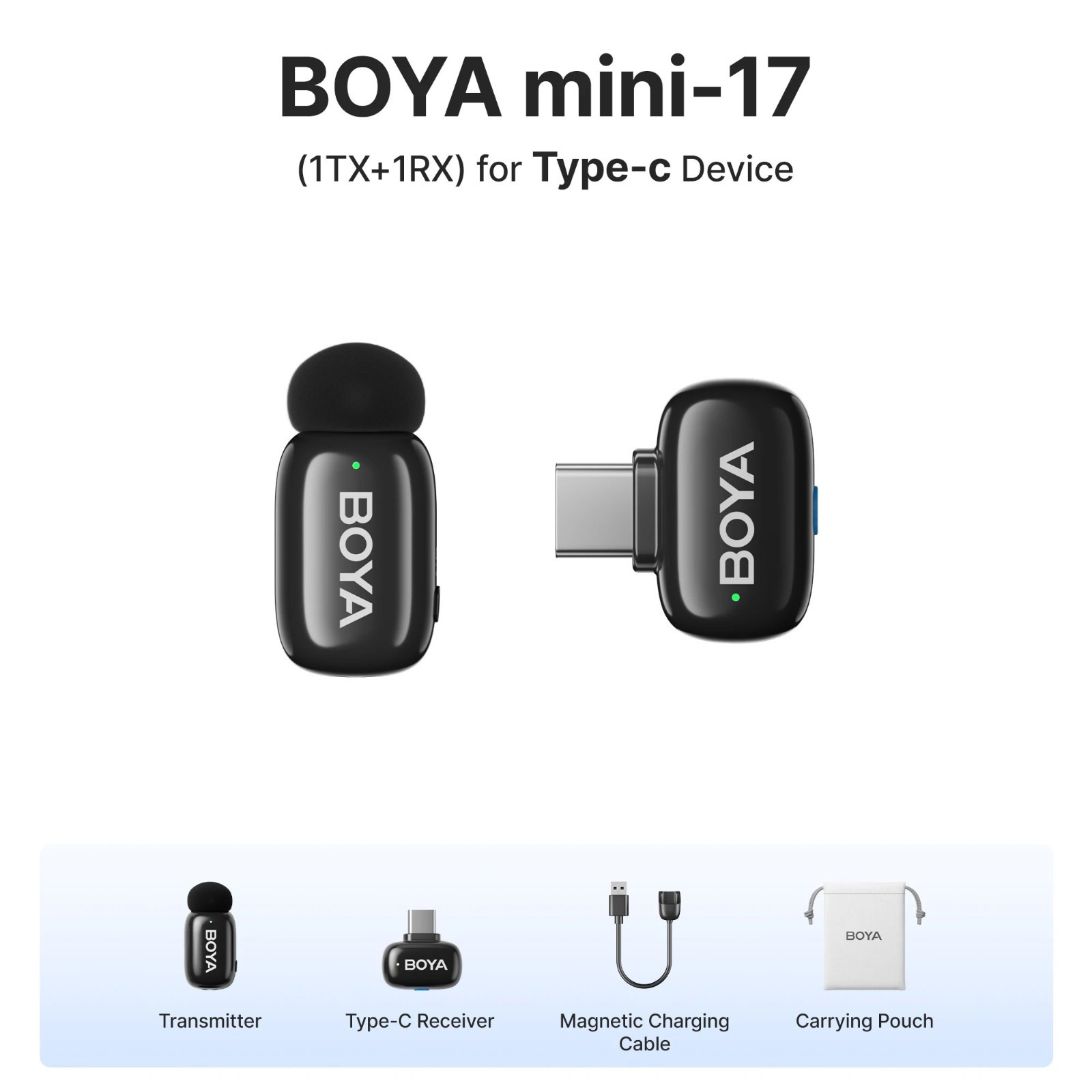 BOYA Mini USB-C Wireless Microphone Noise Cancelling Vlog Live Video