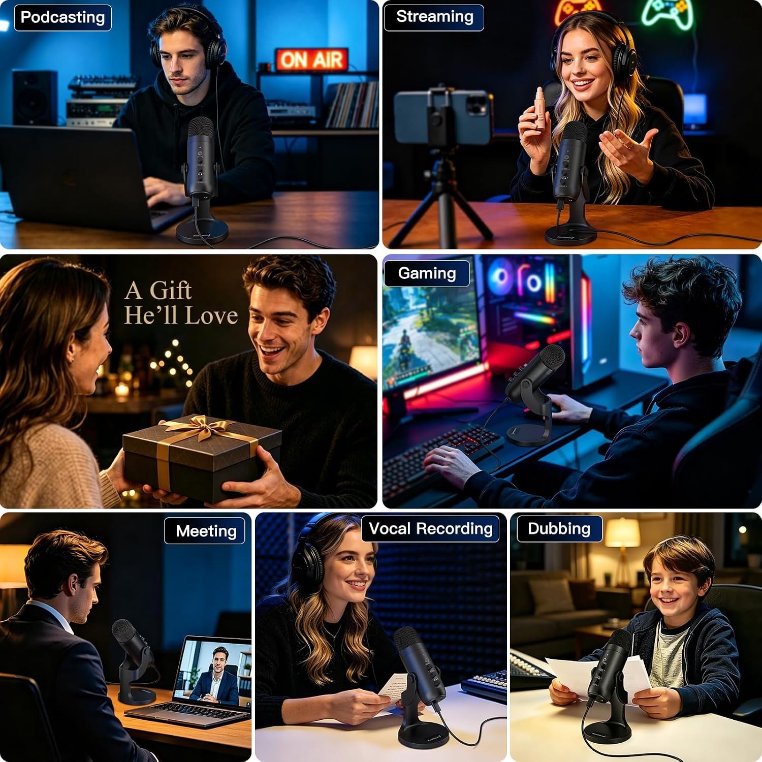 High-Performance Podcast Microphone with Real-Time Monitoring & Adjustable Echo