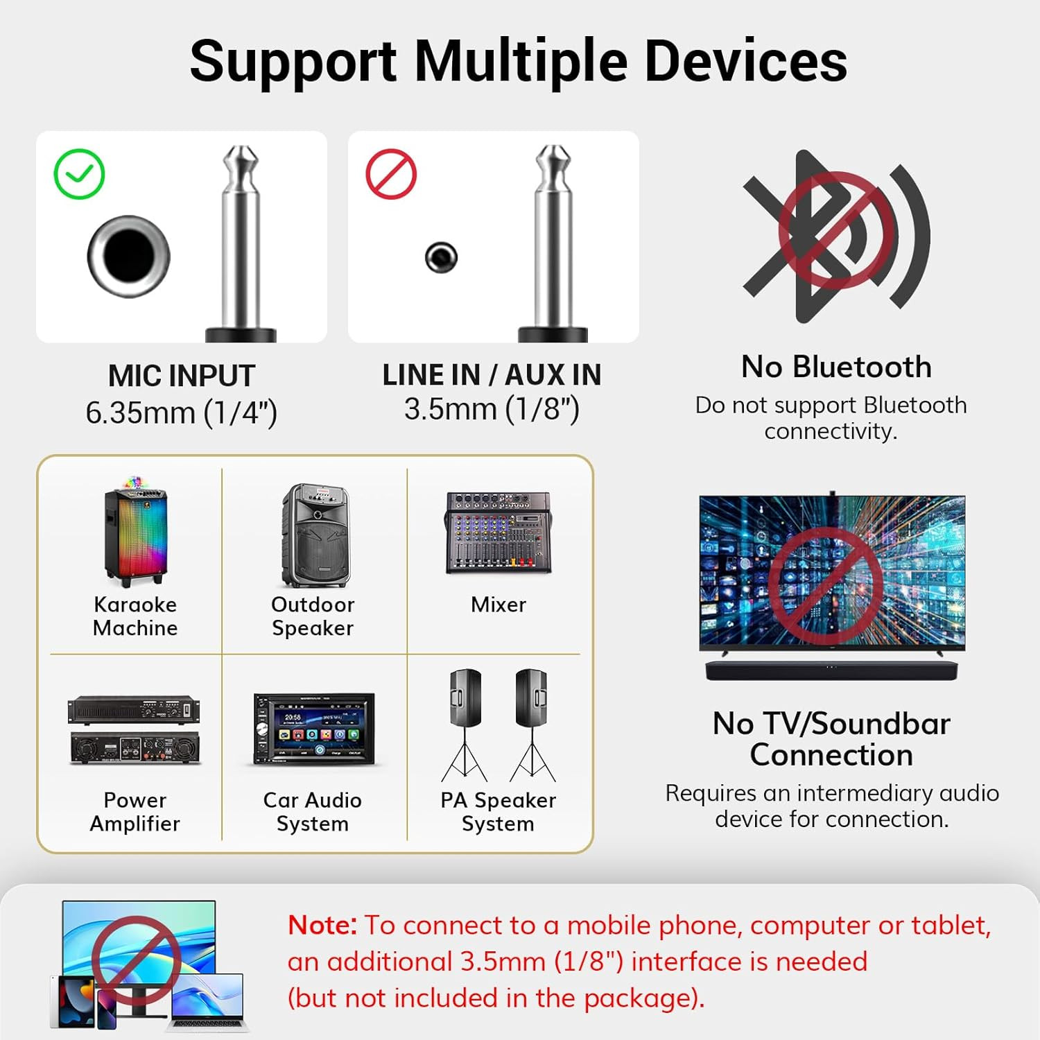 UHF Wireless Microphone System with Headset Lavalier Lapel Mic, Bodypack