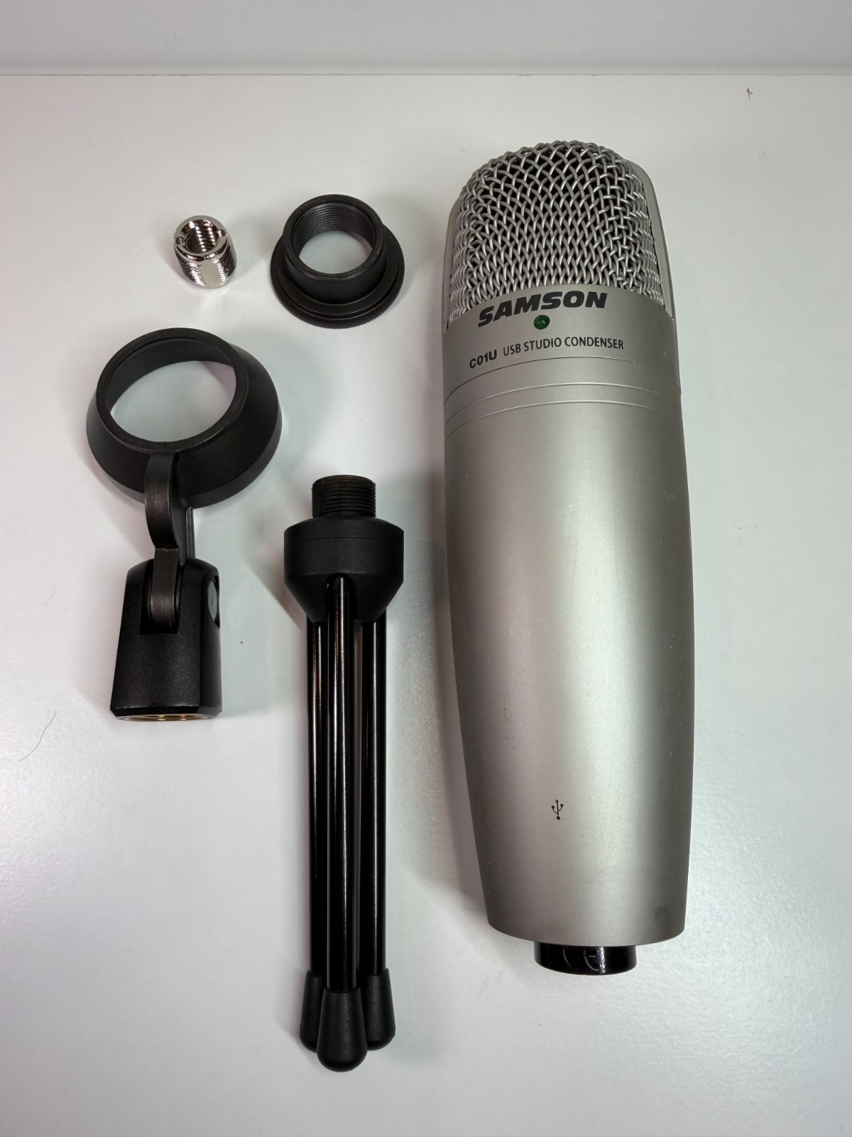 Samson C01U USB Studio Condenser Microphone Complete Box Stand Cable Tested