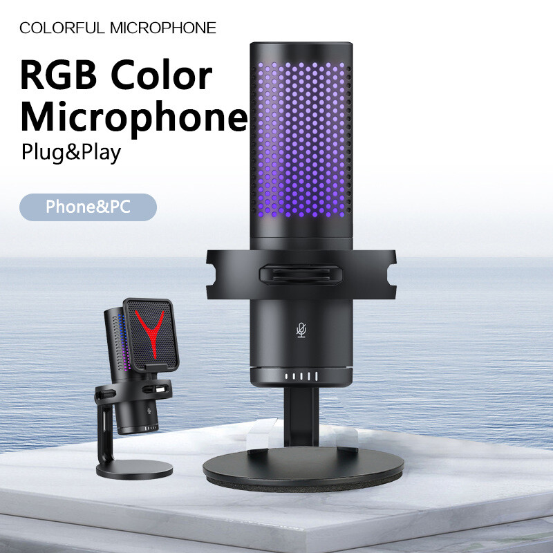 Gaming RGB USB-C/A Condenser Microphone for PC/PS5/Streaming/Podcast/Video/Live