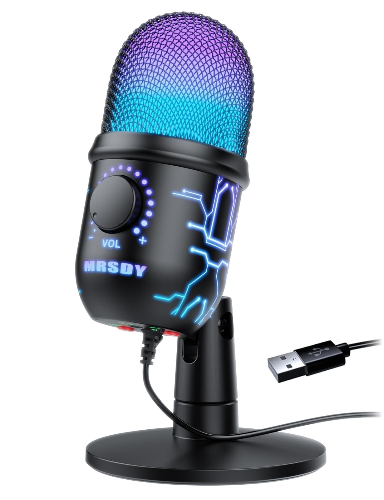 MRSDY Gaming Microphone, USB Computer Microphone for PC, Mac, PS4/5, Condenser P
