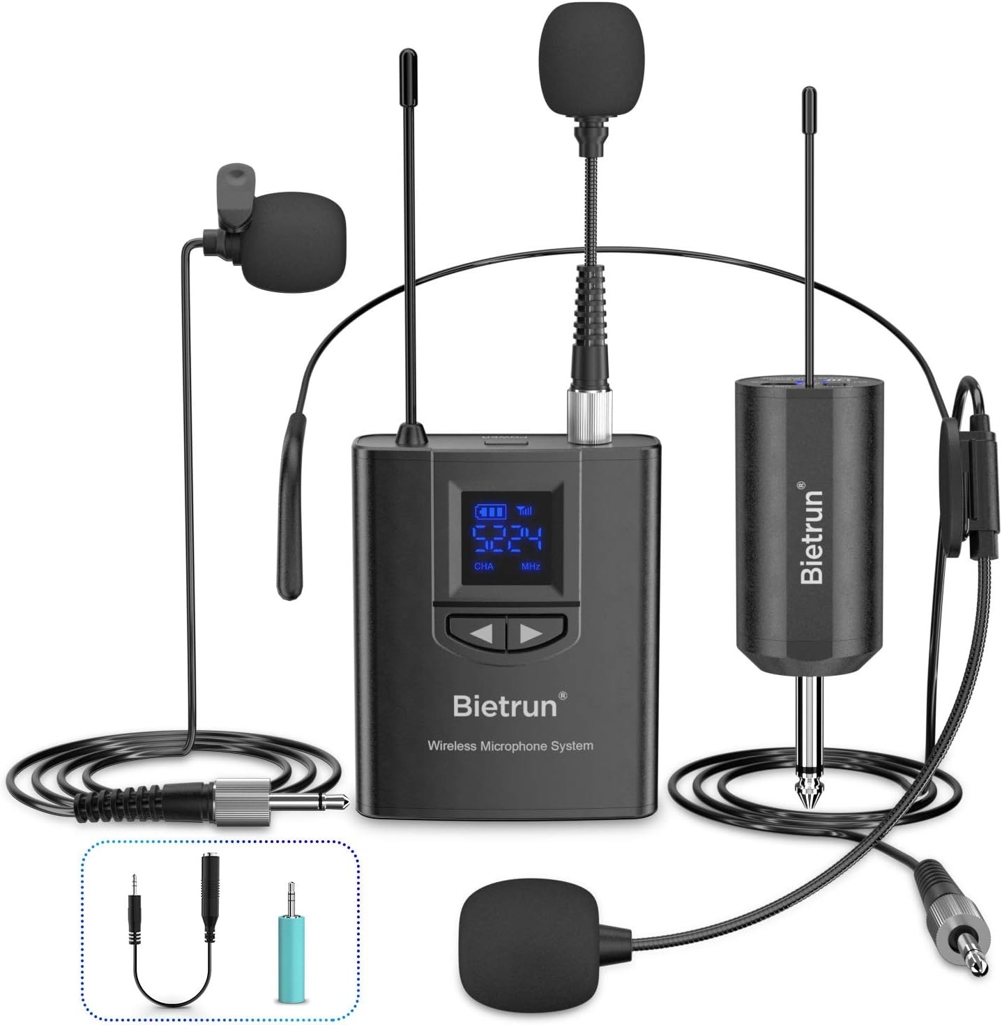 Sistema de micrófono de solapa inalámbrico UHF con soporte para micrófono US NEW