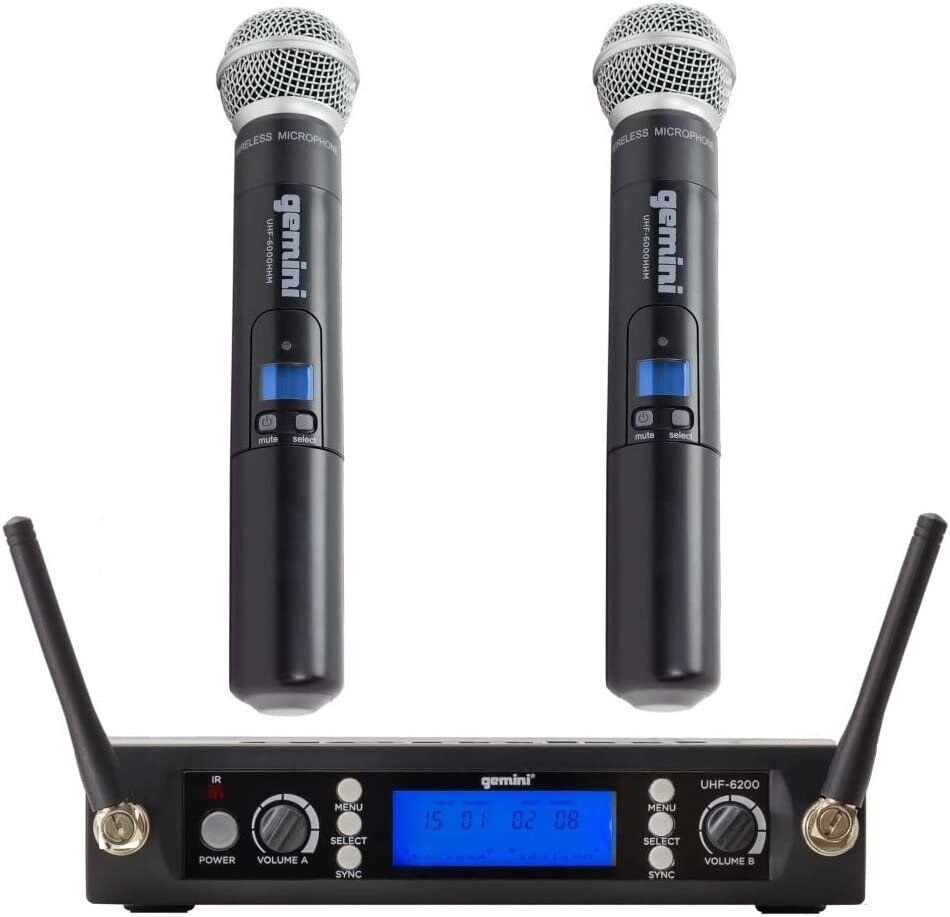 Gemini Wireless Microphone System w/ 2-Mics & UHF Receiver – UHF6200M-R2
