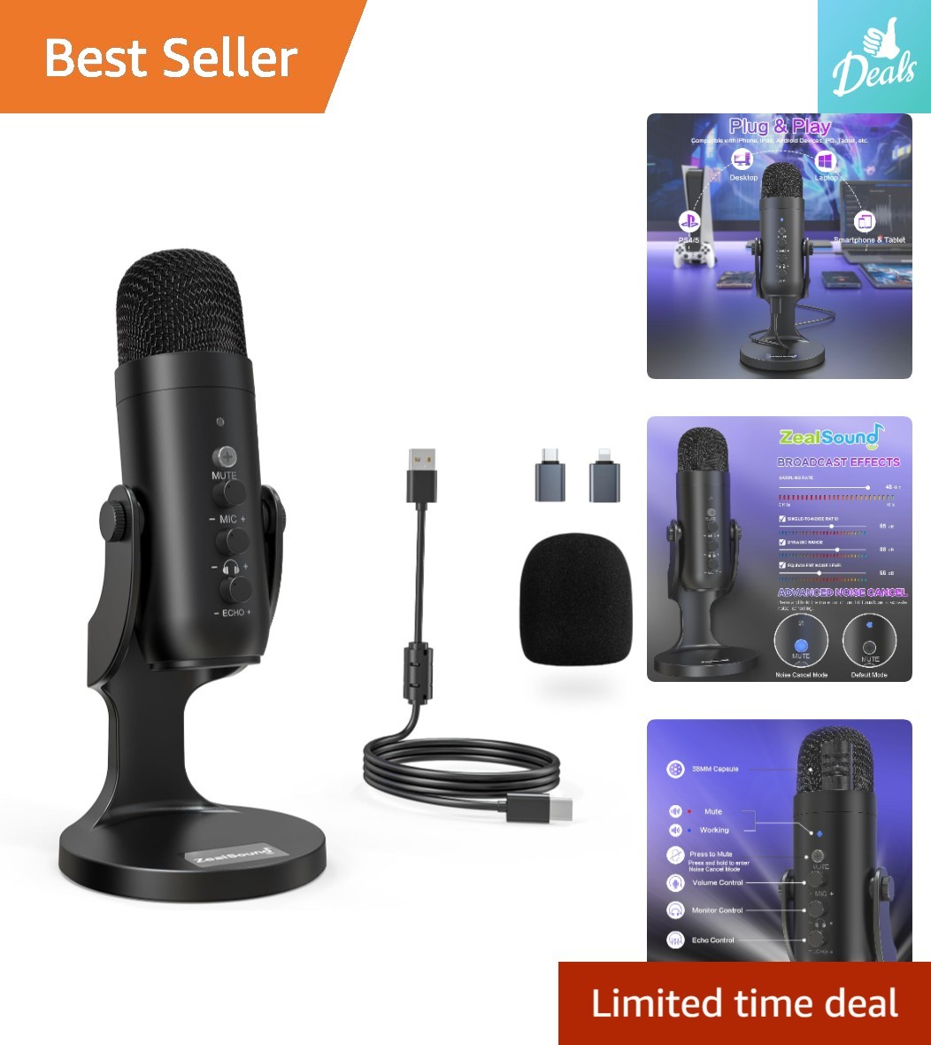 Professional Noise Cancellation Microphone with Echo Control & Mute Function