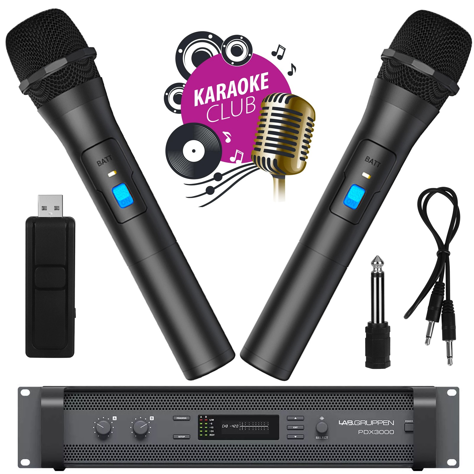 2PCS Wireless VHF Microphone Professional Handheld Mic System Karaoke w/Receiver
