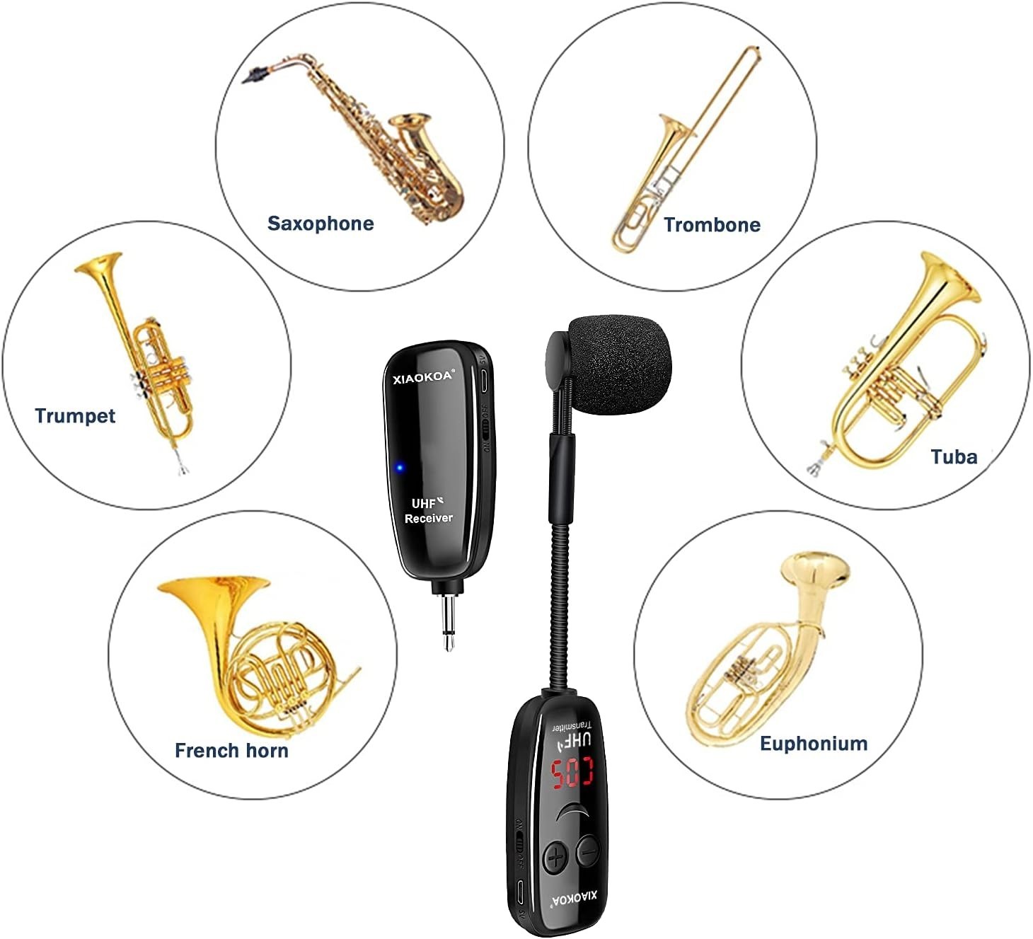 Rechargeable Wireless Microphone with LED Display – Ideal for Saxophones & More