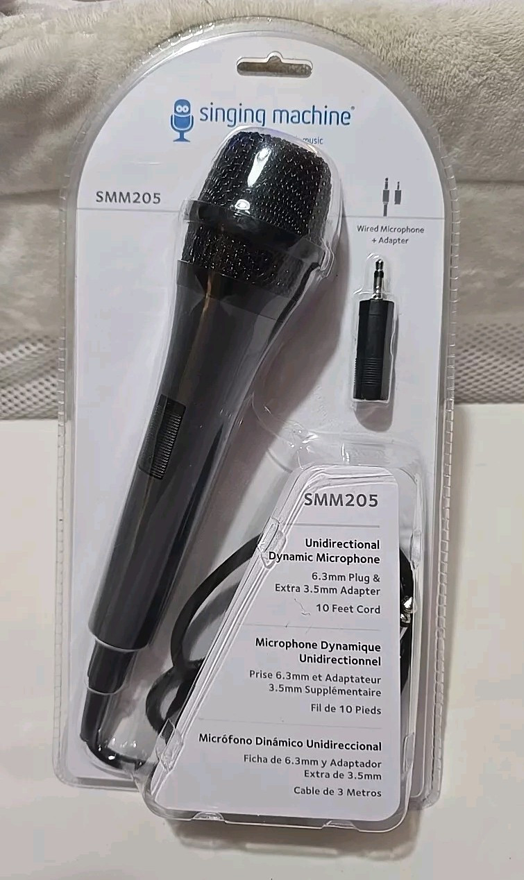 Singing Machine Unidirectional Dynamic Wired Microphone SMM205 Brand New Sealed