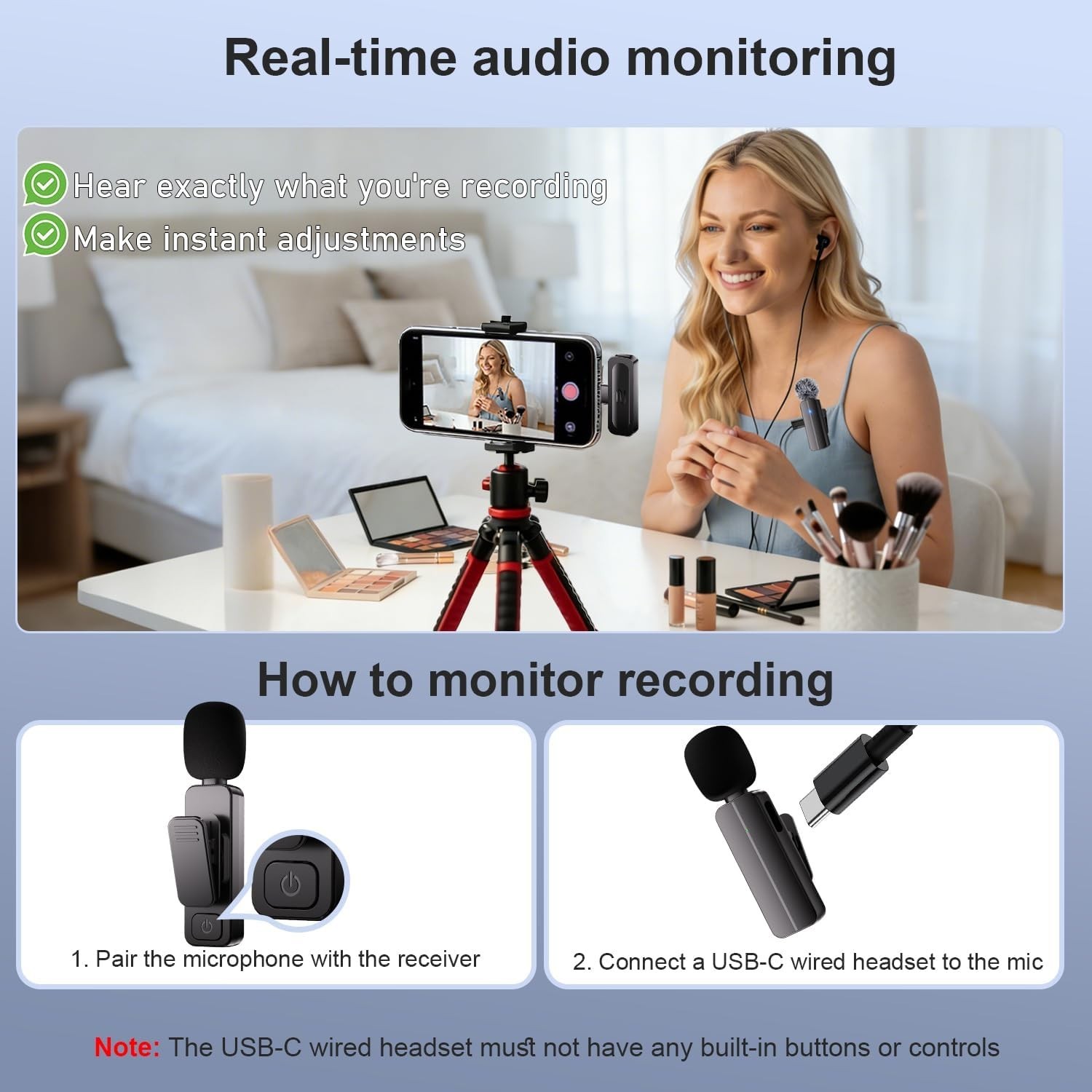 Mini Lavalier Microphone Set with Long Battery Life for Vlogging and Interviews