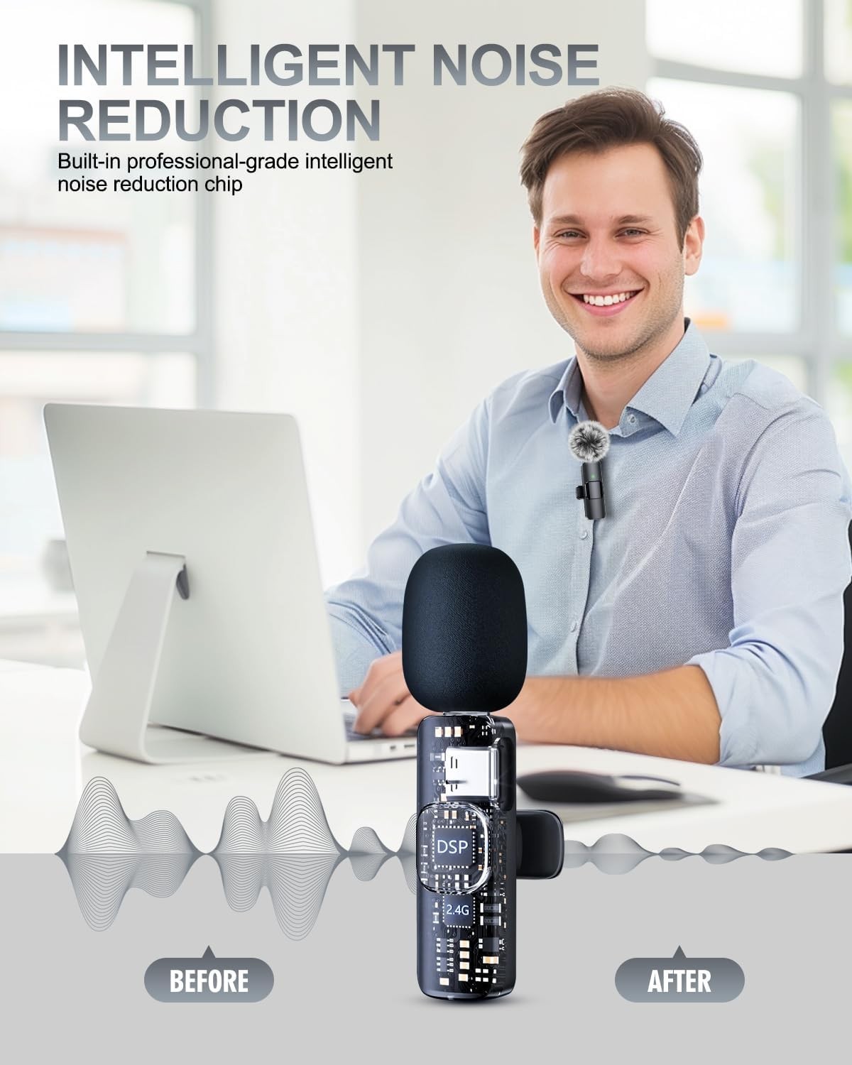 Portable 3-in-1 Lavalier Microphone: Perfect for YouTube, TikTok, and Podcasts