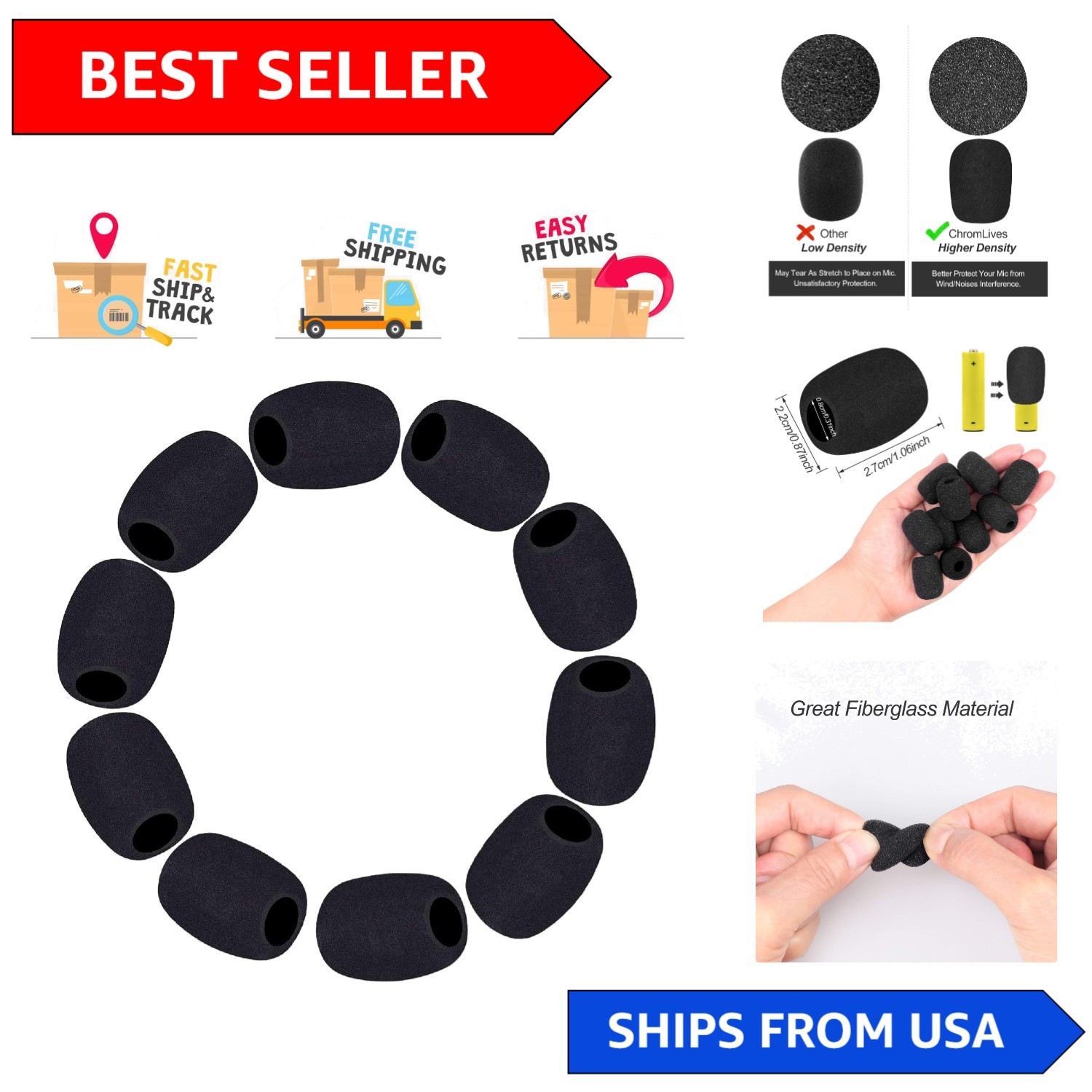 10 Pack Lapel Microphone Windscreen Covers for Optimal Noise Reduction & Hygiene