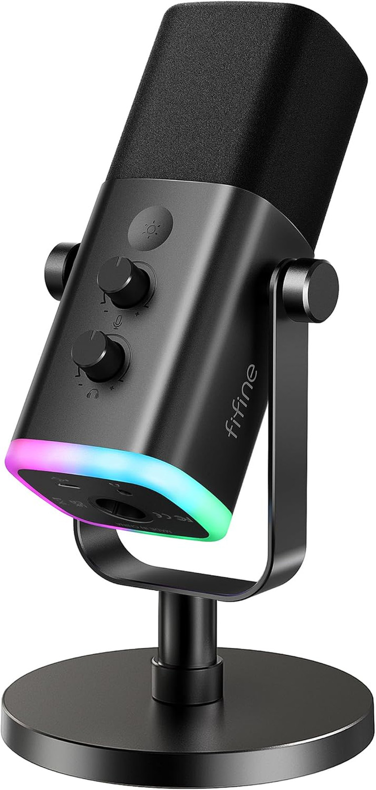 USB/XLR Dynamic Microphone RGB Streaming Podcast Mic w/ Mute Stand AM8