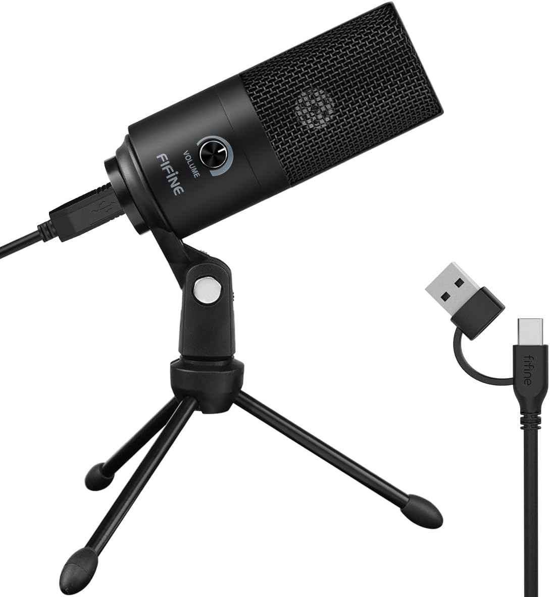 FIFINE K669B USB Metal Condenser Recording Microphone with Tripod Stand Black