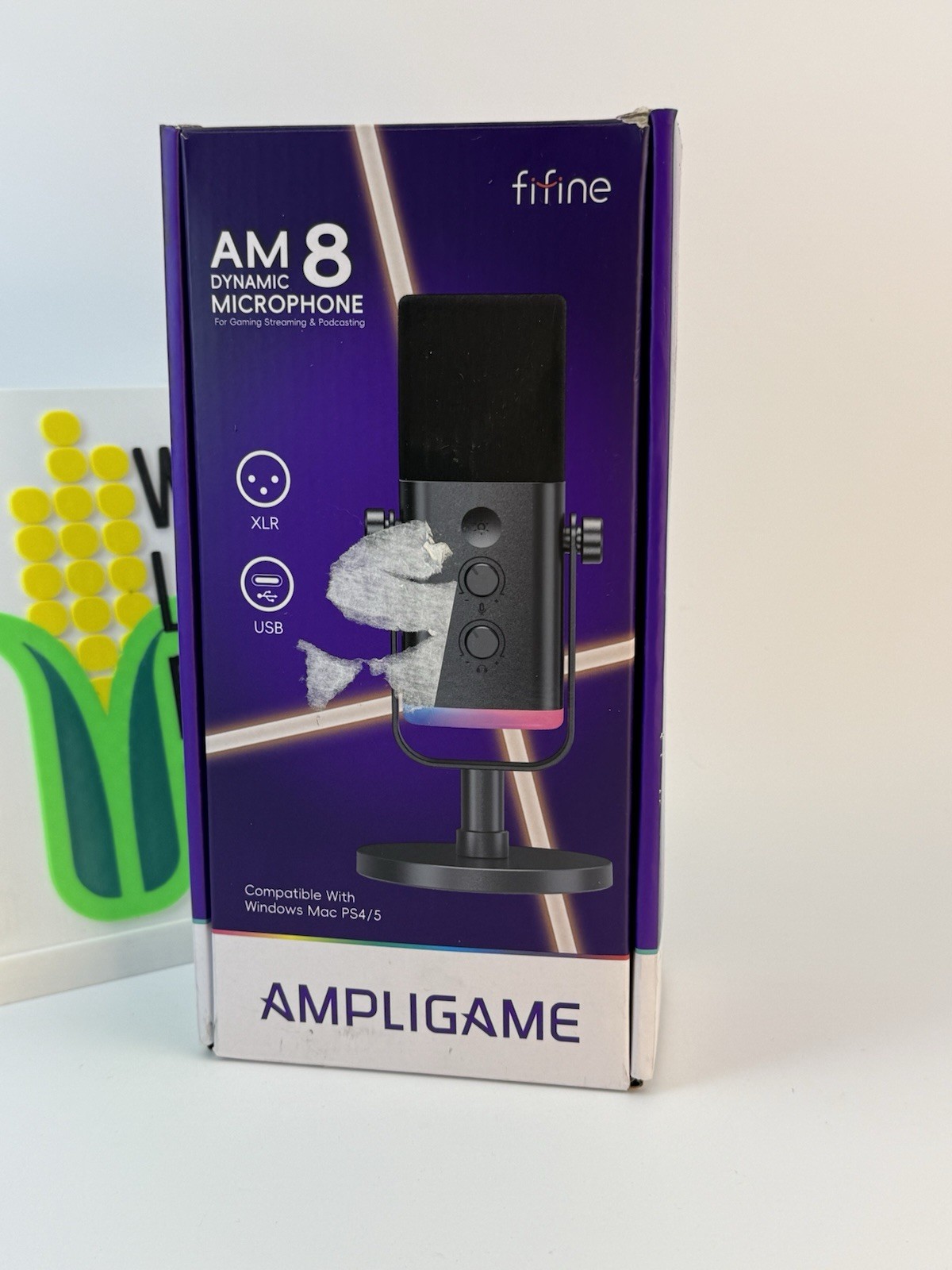FiFine AM8 XLR USB Dynamic Microphone Ampligame White
