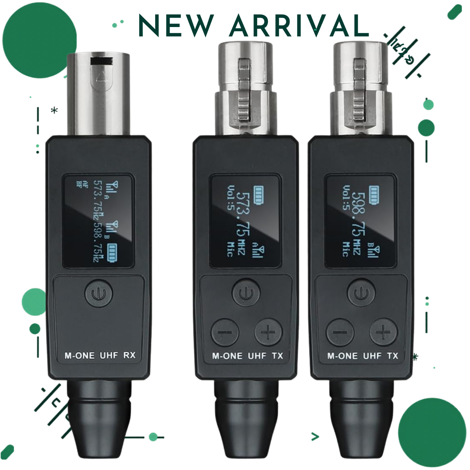 NEW UHF Wireless XLR Transmitter Receiver System w/ 48V Phantom Power