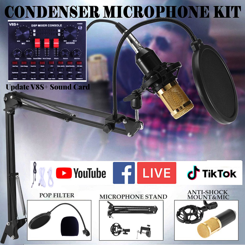 Home Studio Recording Kit Voice Changer Condenser Mic for PC Game Music Podcast