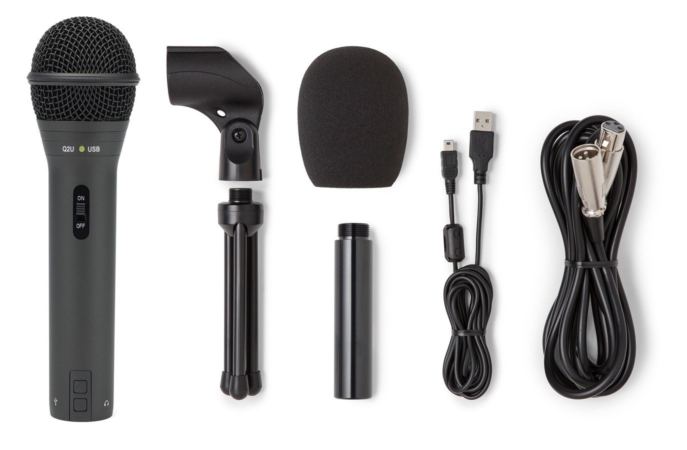 Samson Q2U Handheld Dynamic USB Microphone Recording and Podcasting Pack Black