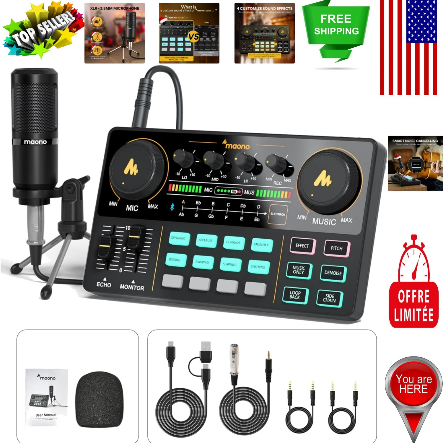 Caster Lite All-in-One Podcast Equipment Set with 3.5mm Mic for Live Streaming
