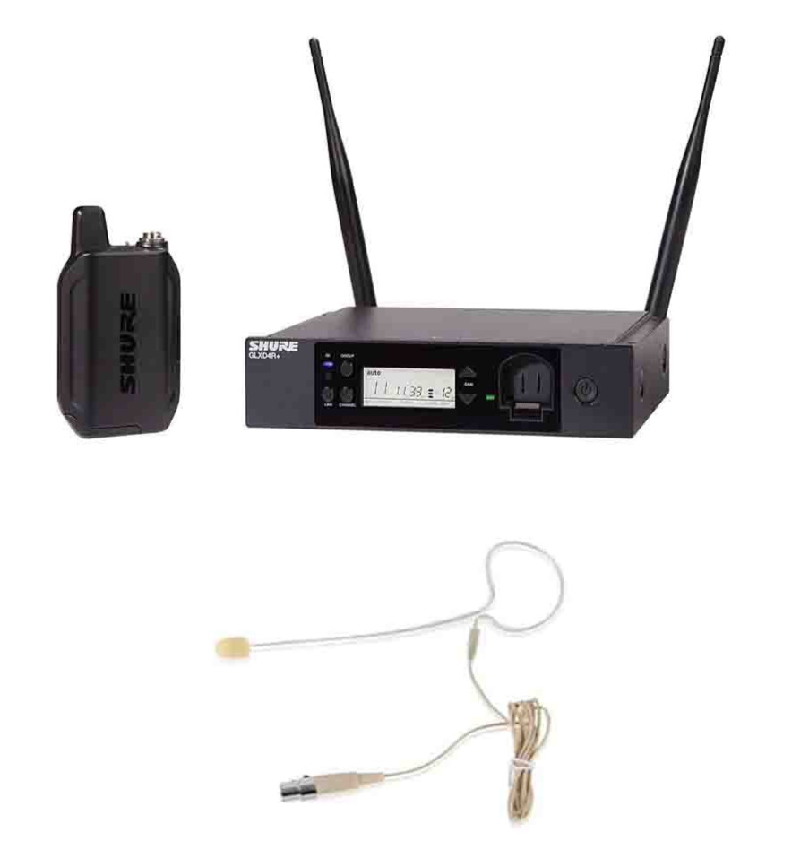 Shure GLXD14R+ Digital Wireless Bodypack Rackmount System w/Tan Earset Mic