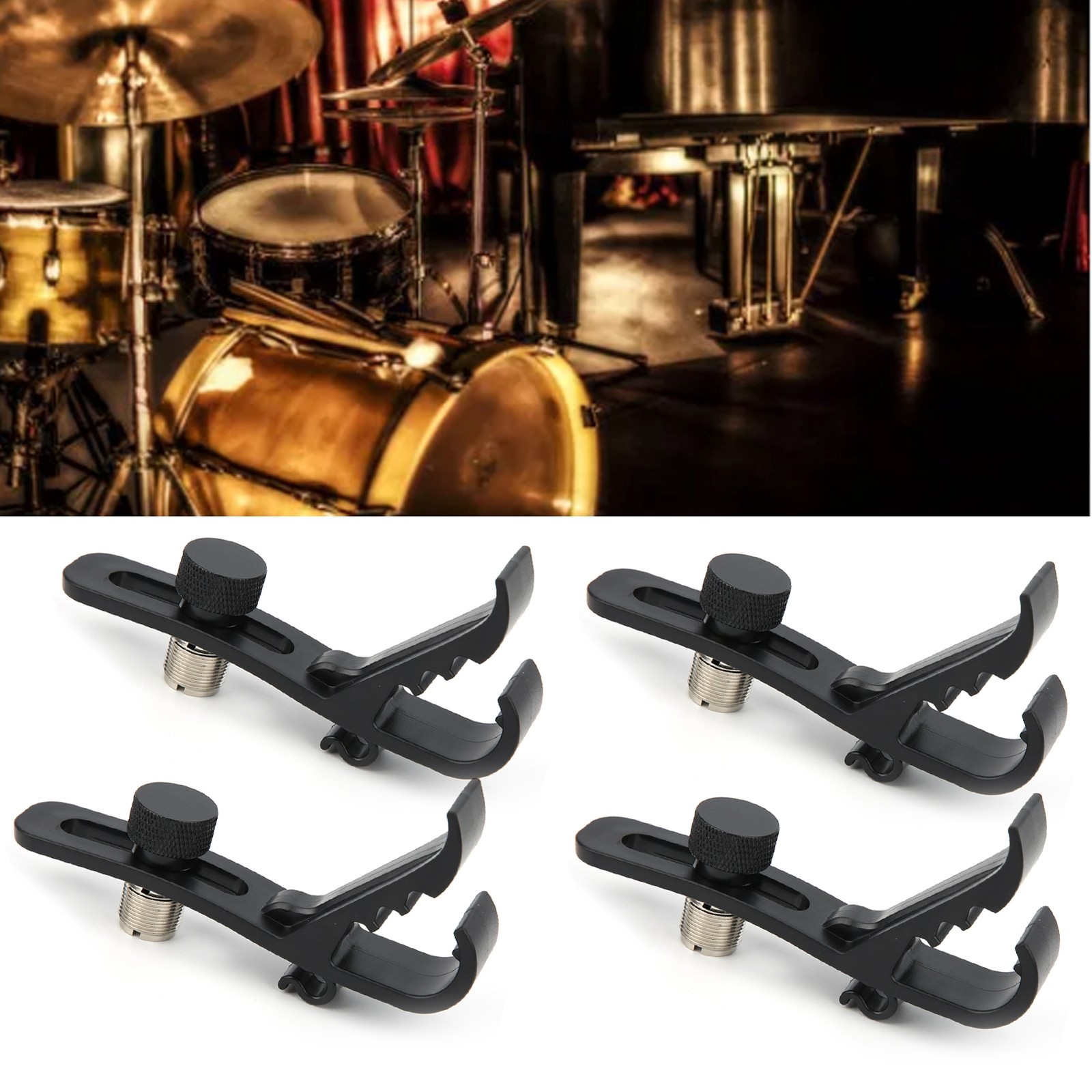 4Pcs Drum Microphone Securing Clip Adjustable Holder for Instrument Microphones