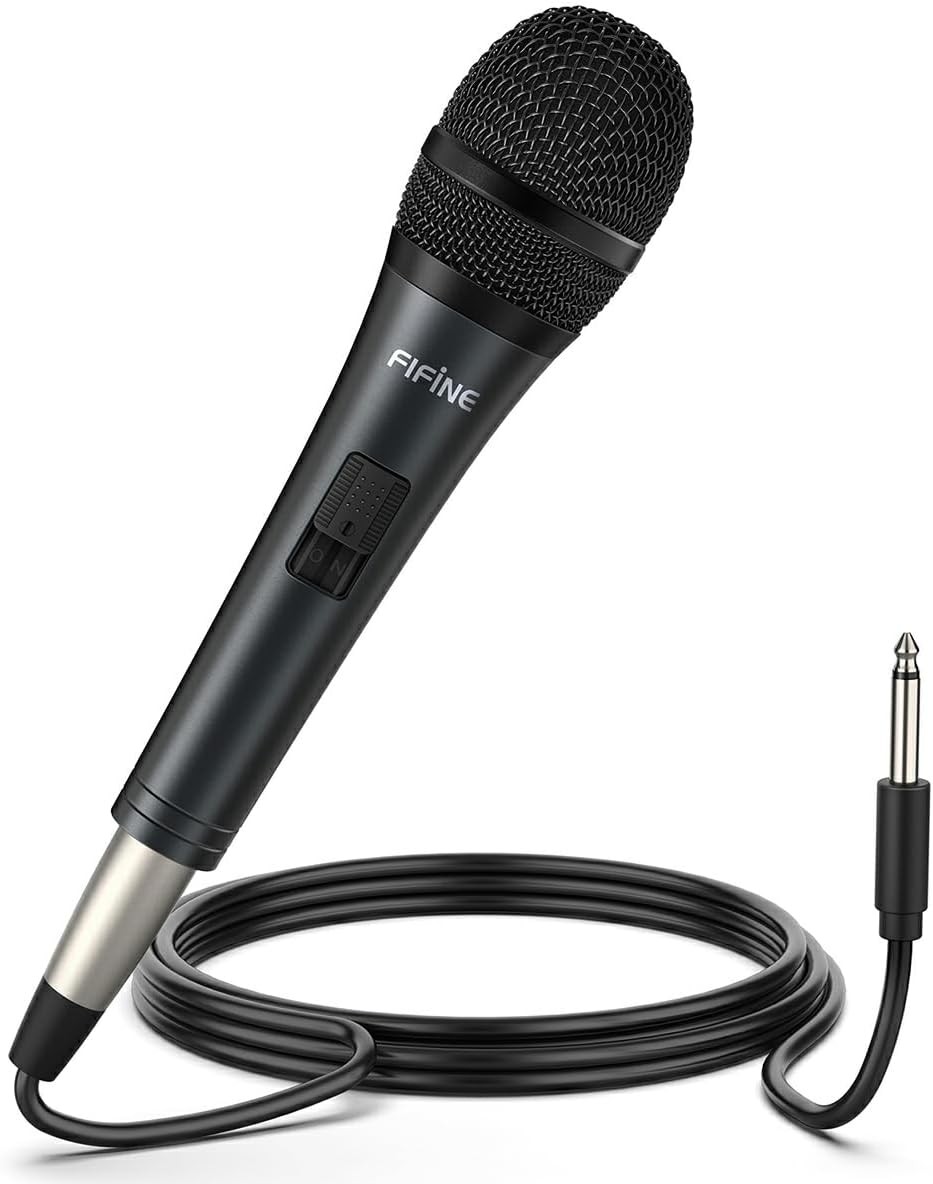 FIFINE K6 Dynamic Vocal Microphone Wired Handheld Mic 1/4 inch Plug 14.8ft Cable
