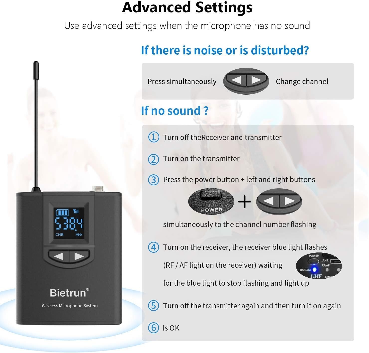 Sistema de micrófono de solapa inalámbrico UHF con soporte para micrófono US NEW