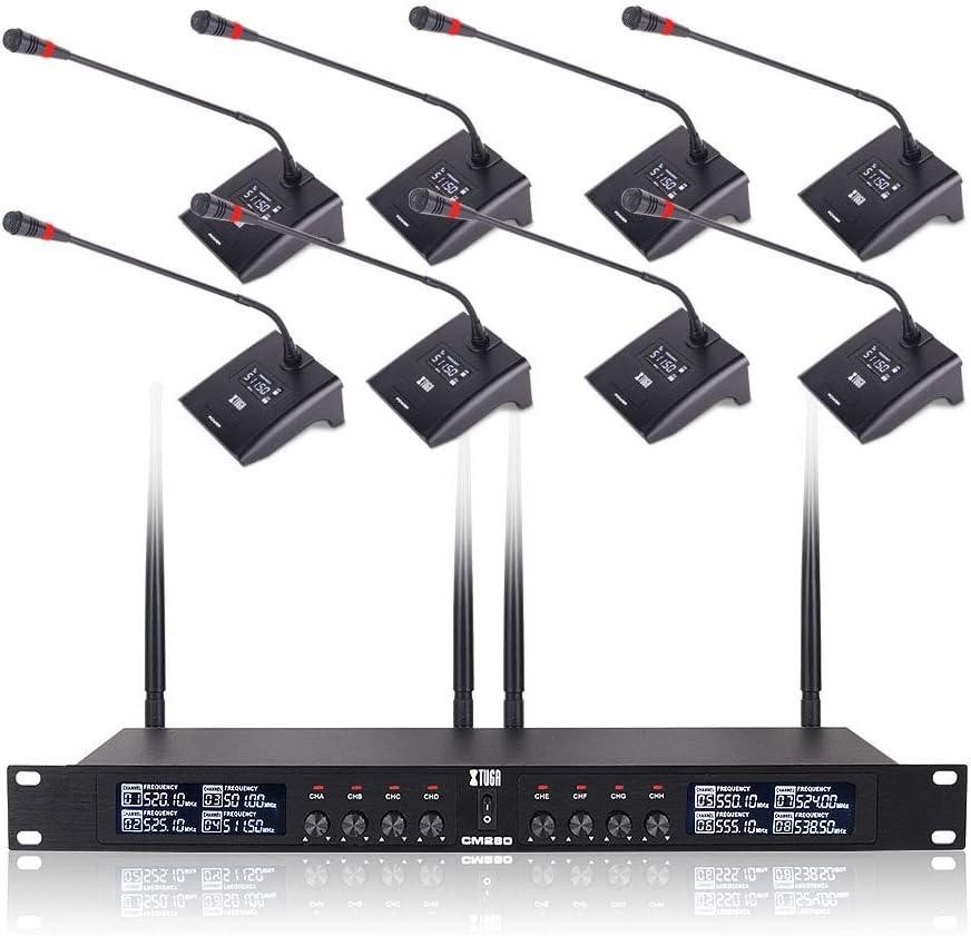 XTUGA CM280 UHF 8-Channel Pro System Conference Kit with 8 Gooseneck Microphones