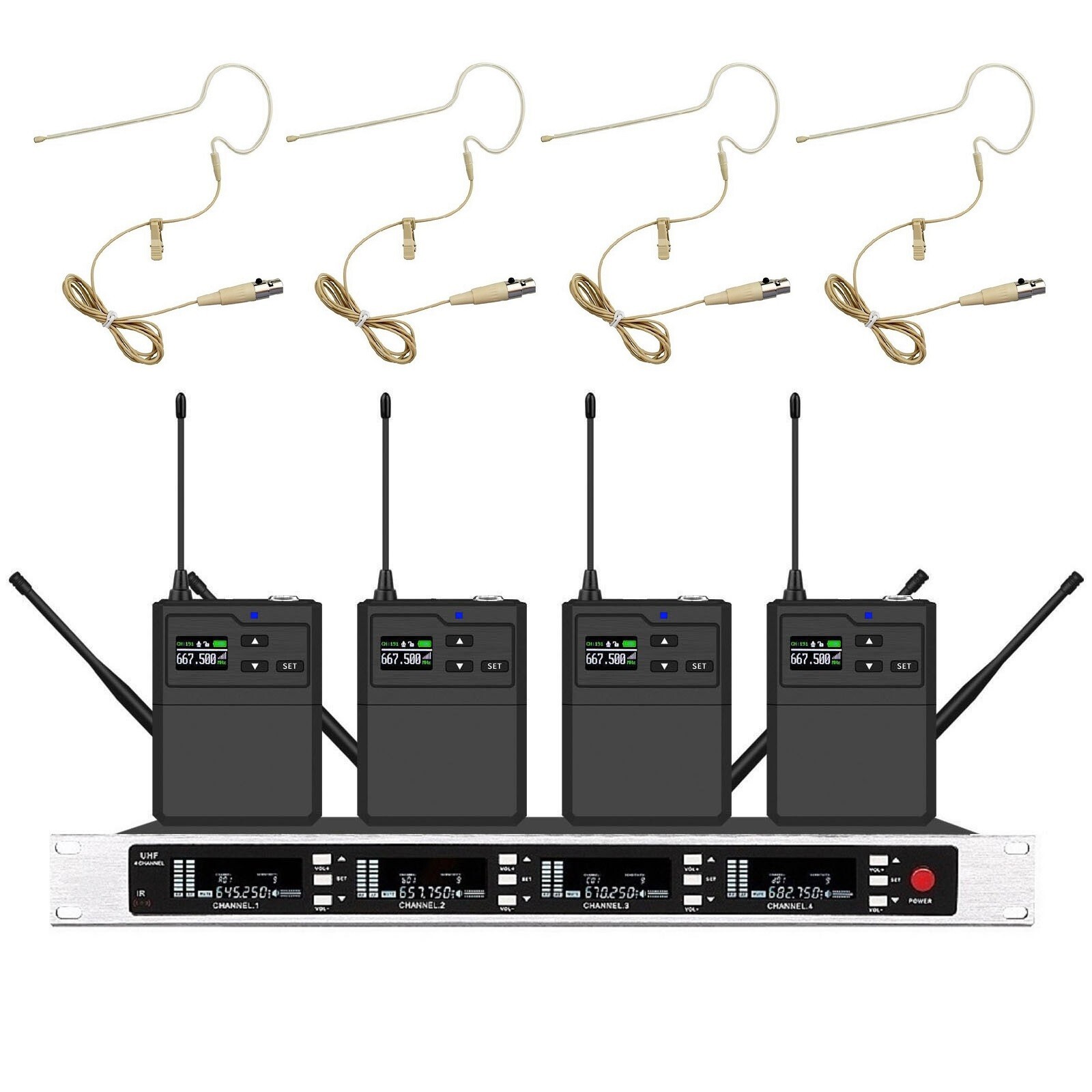 UHF 4 Channels True Diversity Wireless Earset Headworn Microphone ta4f 4 Pin xlr