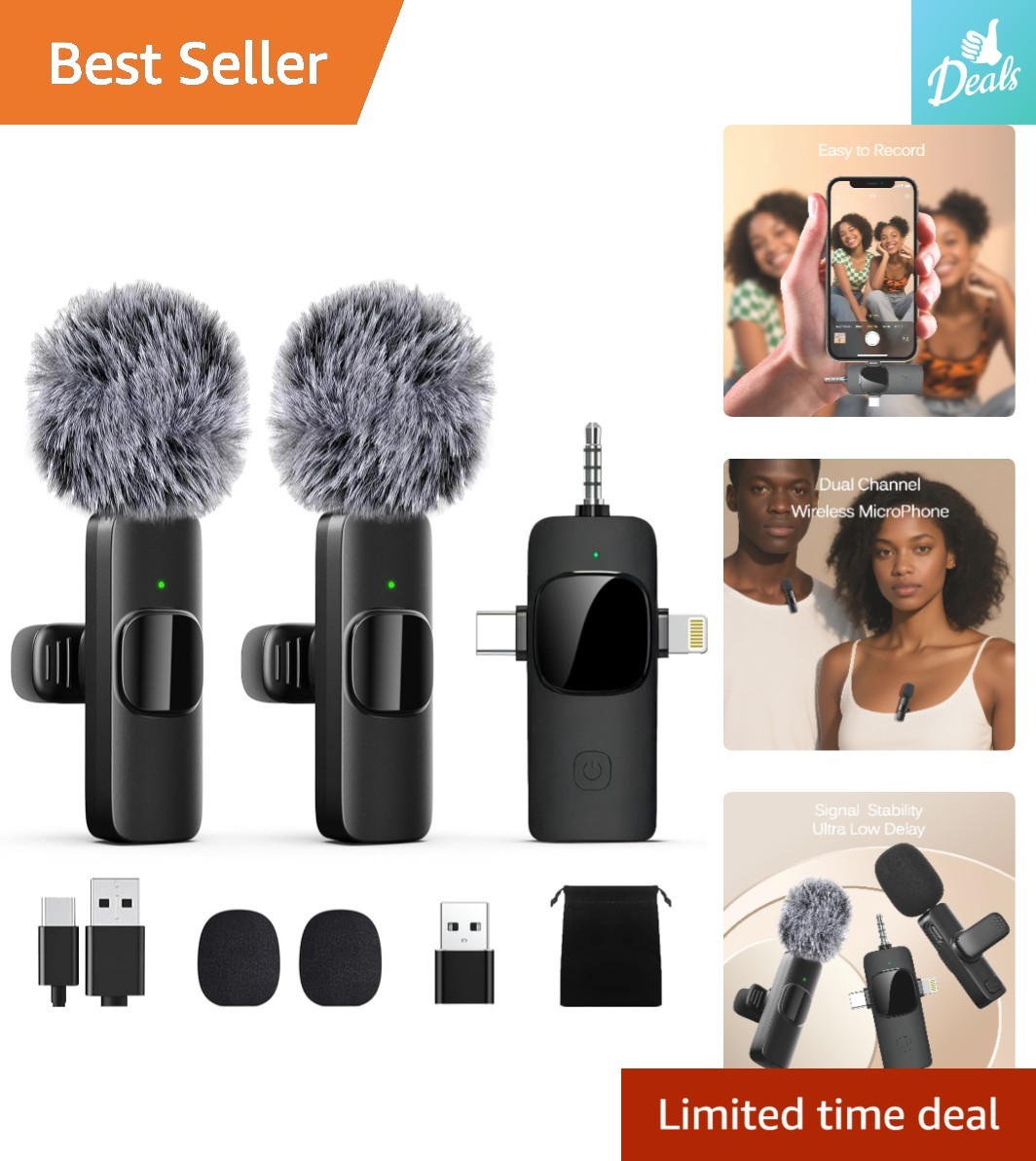 Rechargeable Wireless Lapel Mic Set for iPhone & iPad – Plug & Play Convenience