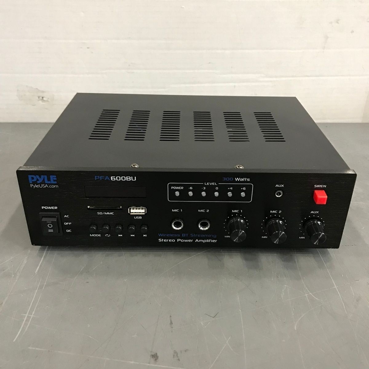 Pyle PFA600BU Compact Bluetooth Amplifier, 2-Channel, 600W, USB/SD, AUX Input