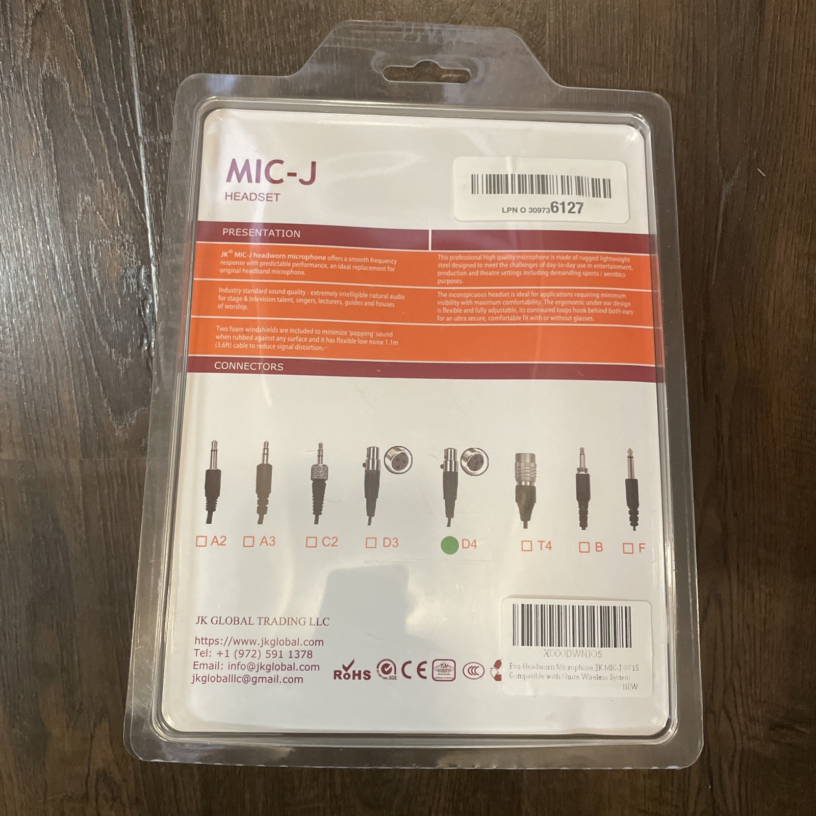 Professional Headset/Headworn Microphone JK MIC-J 071S
