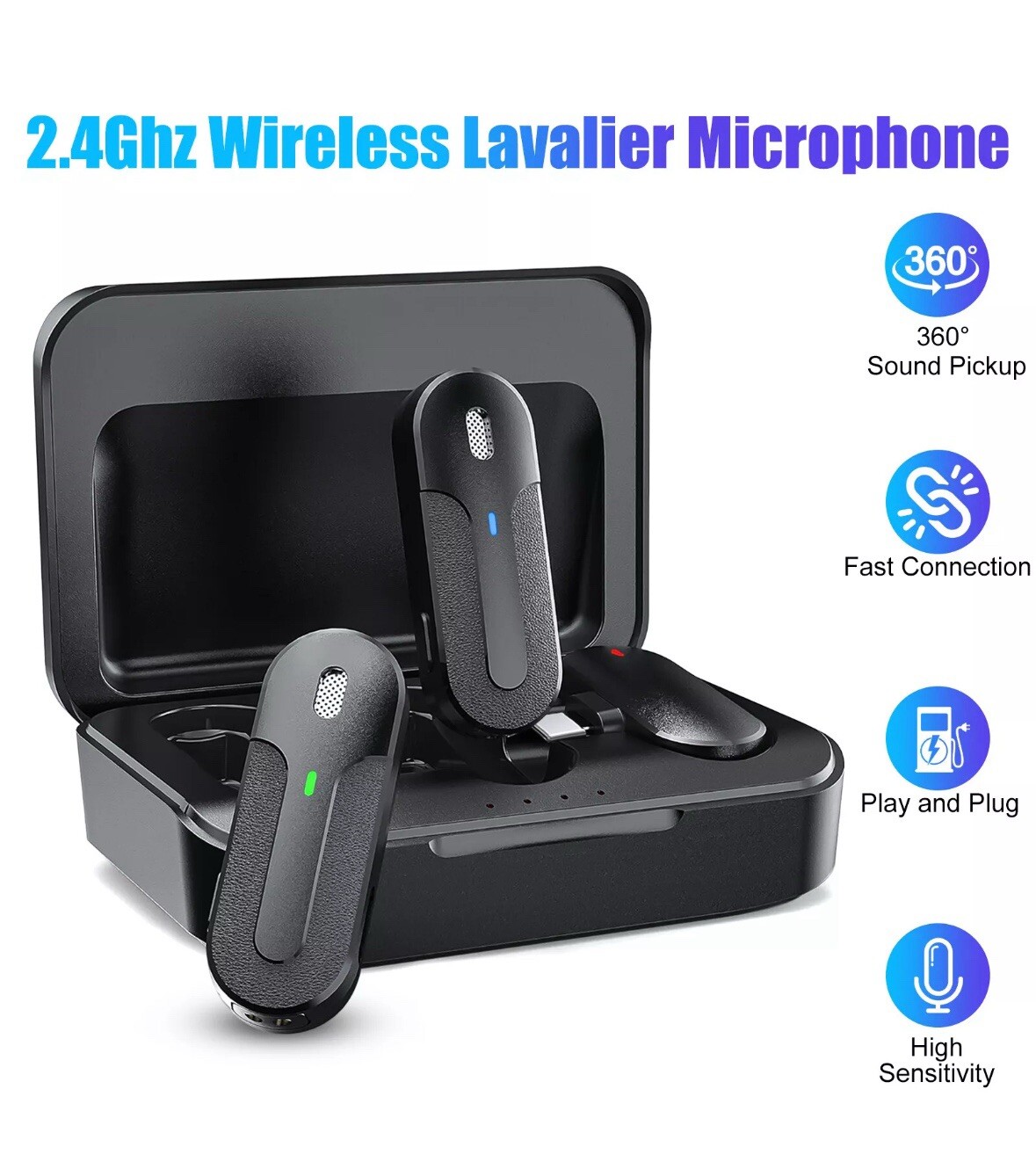 M8 Wireless Lavalier Microphone Noise Cancellation Audio Video Recording