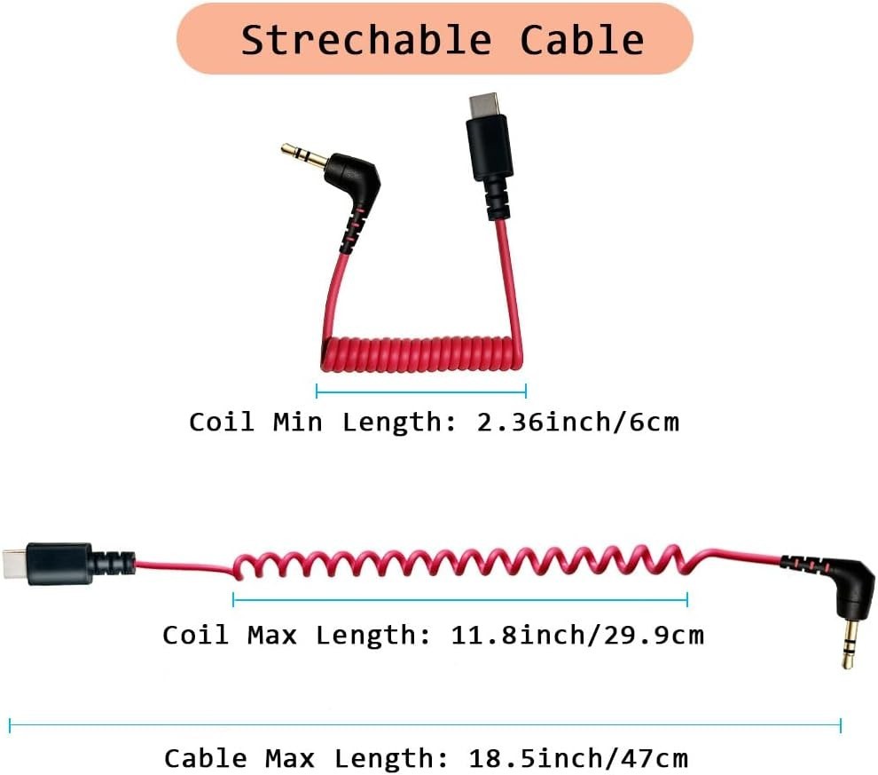 Microphone Adapter Compatible with Rode Wireless Go 2/Pro/ME, USB C to 3.5mm TRS