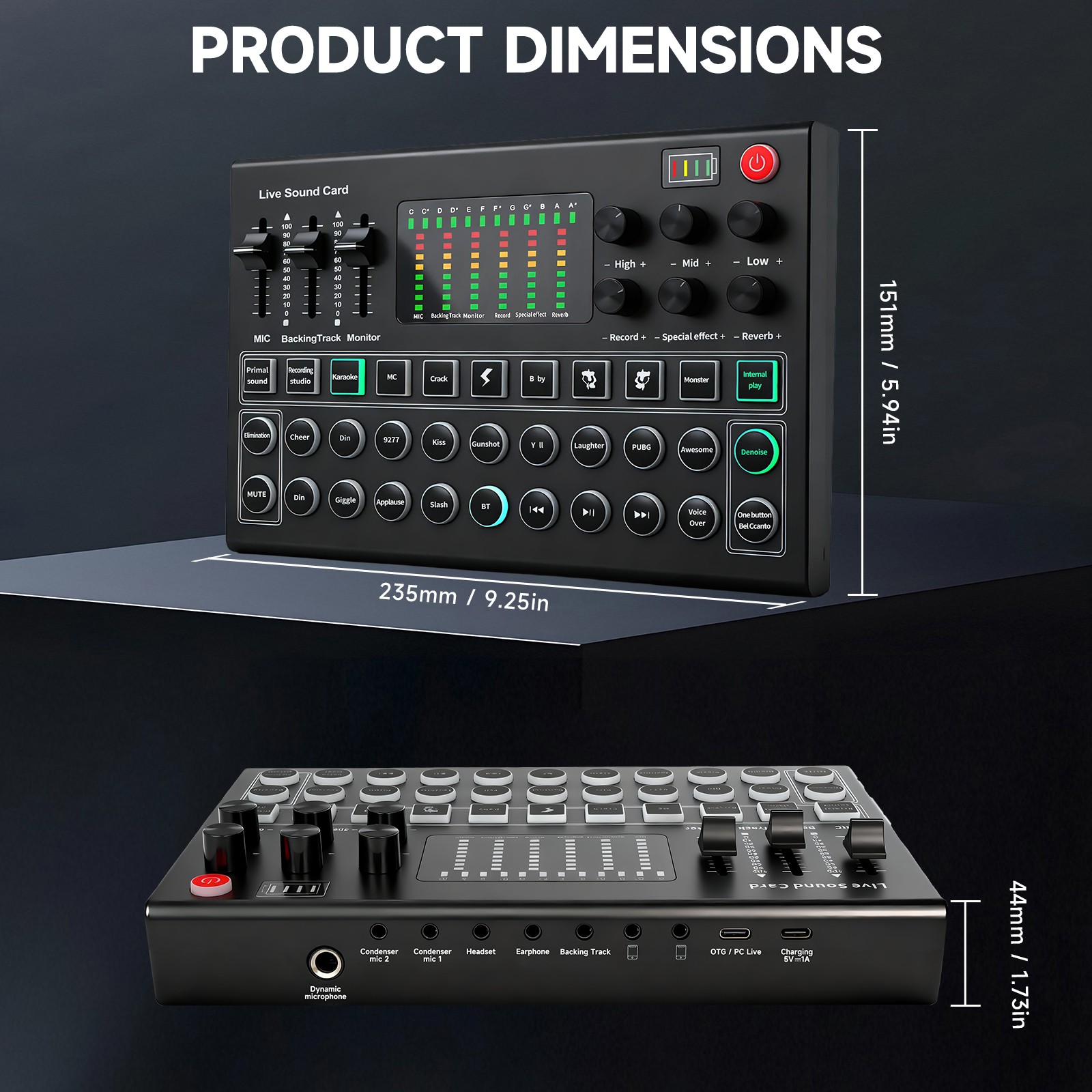 Studio Recording Kit Podcast Equipment Condenser Microphone Earphone Mixer Set