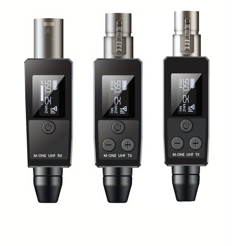 UHF Wireless Mic System 1-to-2 XLR Transmitter & Receiver Rechargeable for Audio