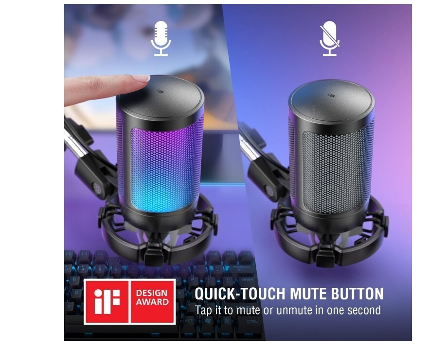 Gaming RGB USB Condenser Microphone, PC/PS5/Streaming/Podcast/Video-FIFINE A6NEO