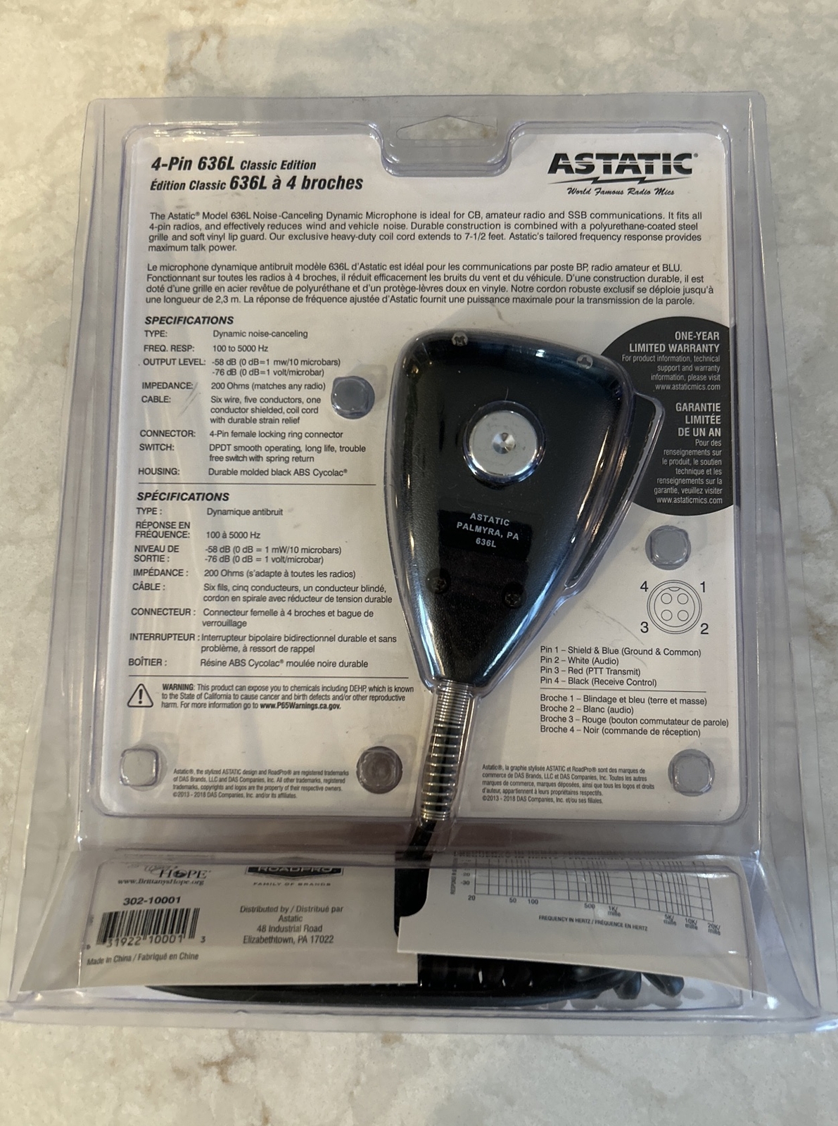 ASTATIC 636L CLASSIC CB Ham Radio Microphone 4 Pin mic NEW SEALED PACKAGE READ!