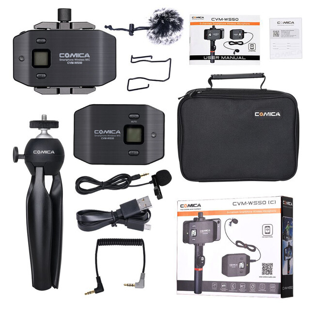 Comica CVM-WS50C UHF 6-Channel Wireless Lavalier Microphone for Smartphone