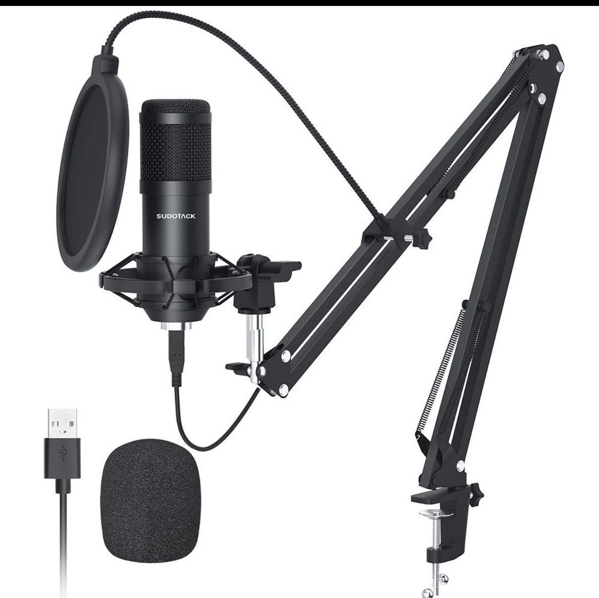 Sudotack USB Streaming Podcast PC Microphone, 192KHz/24Bit Studio Cardioid -New
