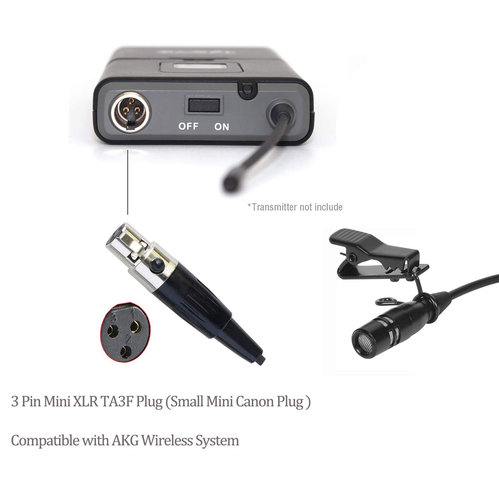 Lavalier Microphone Lapel Microphone Compatible with AKG Samson Wireless Tran…