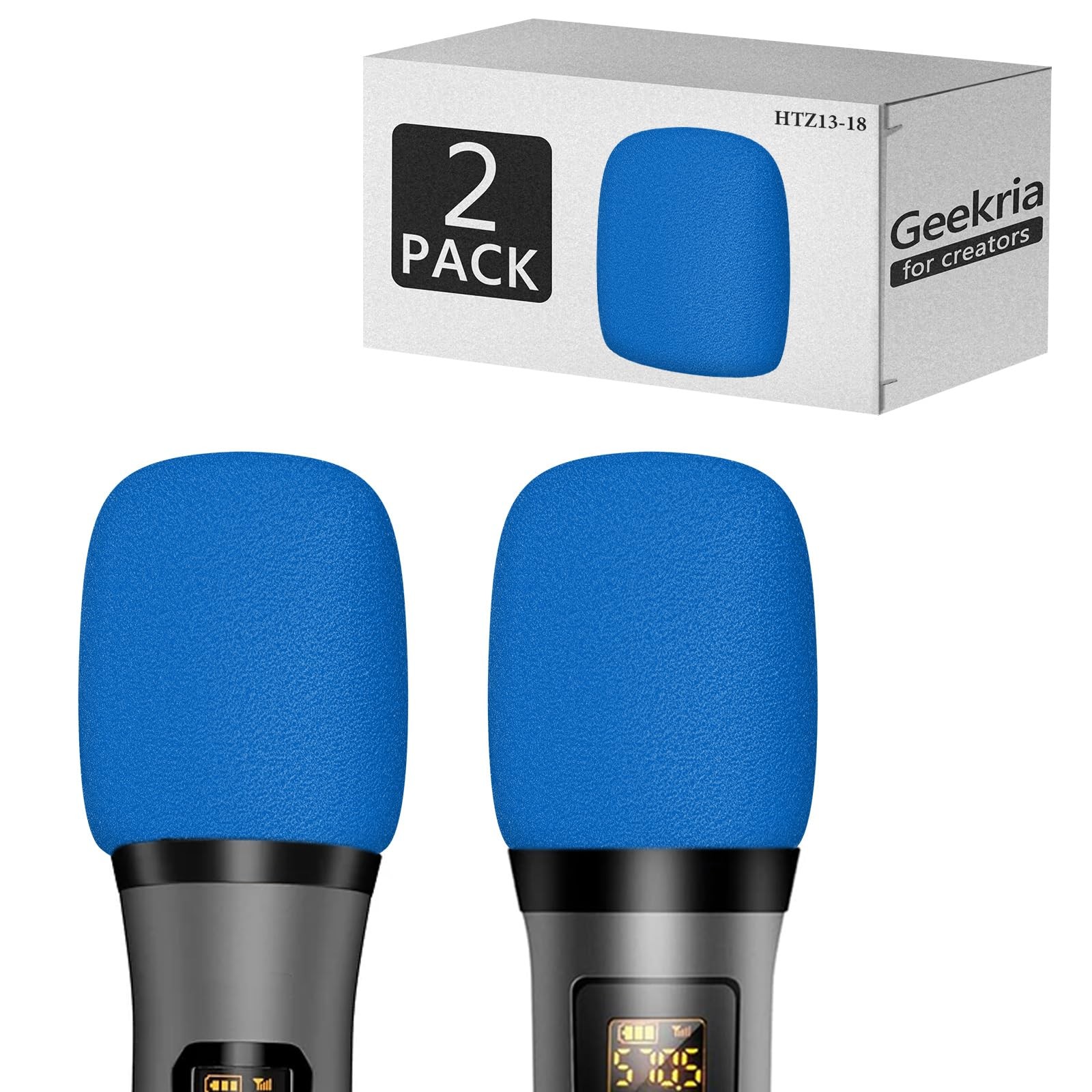 GEEKRIA Blue 1.6″ Mic Foam Windscreen 2 Pack