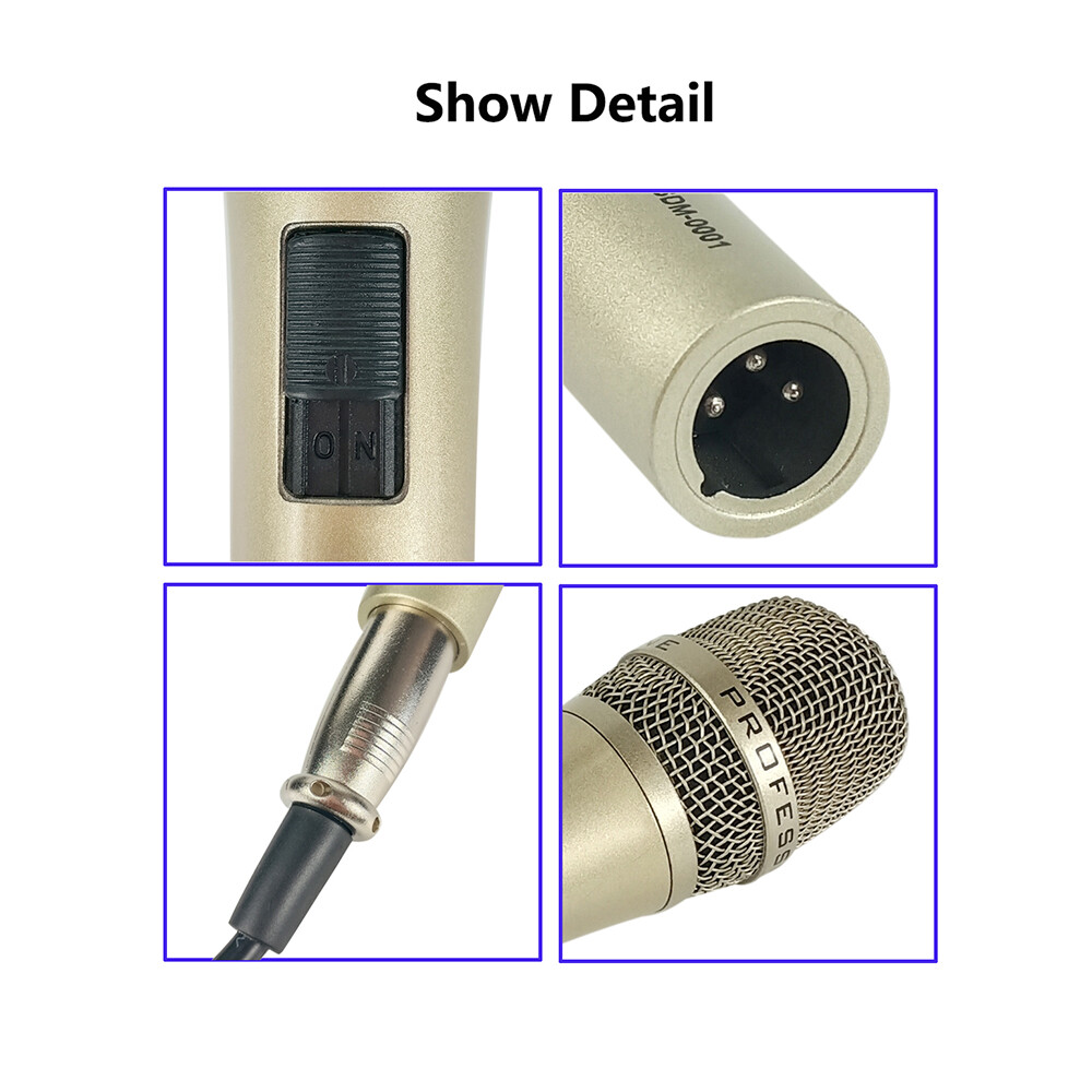 Unidirectional Wired Handheld Microphone Dynamic XLR Cable Mic For Metal Stage